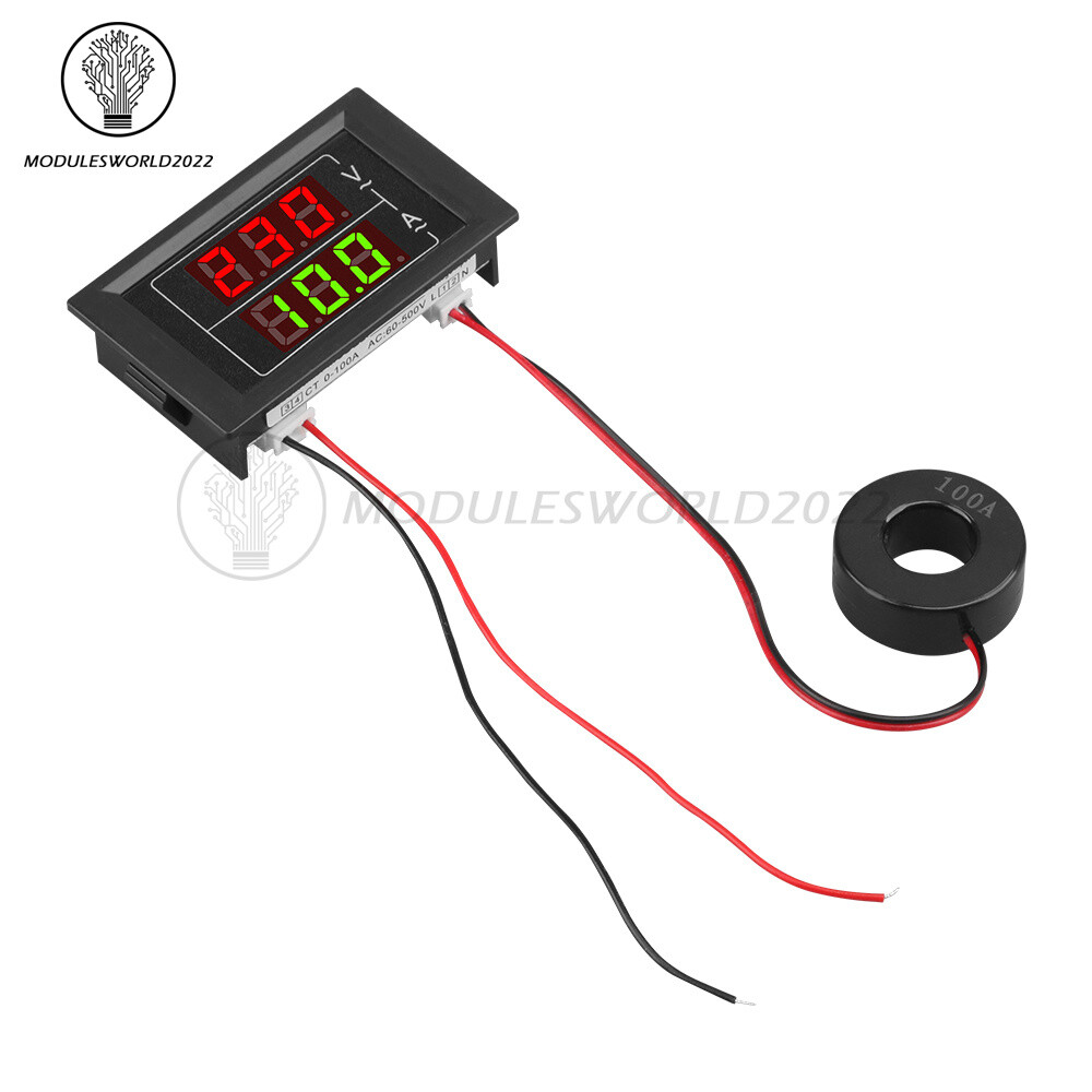 AC60-500V 100A Dual Display Voltage Current Meter Voltmeter Ammeter Single Phase