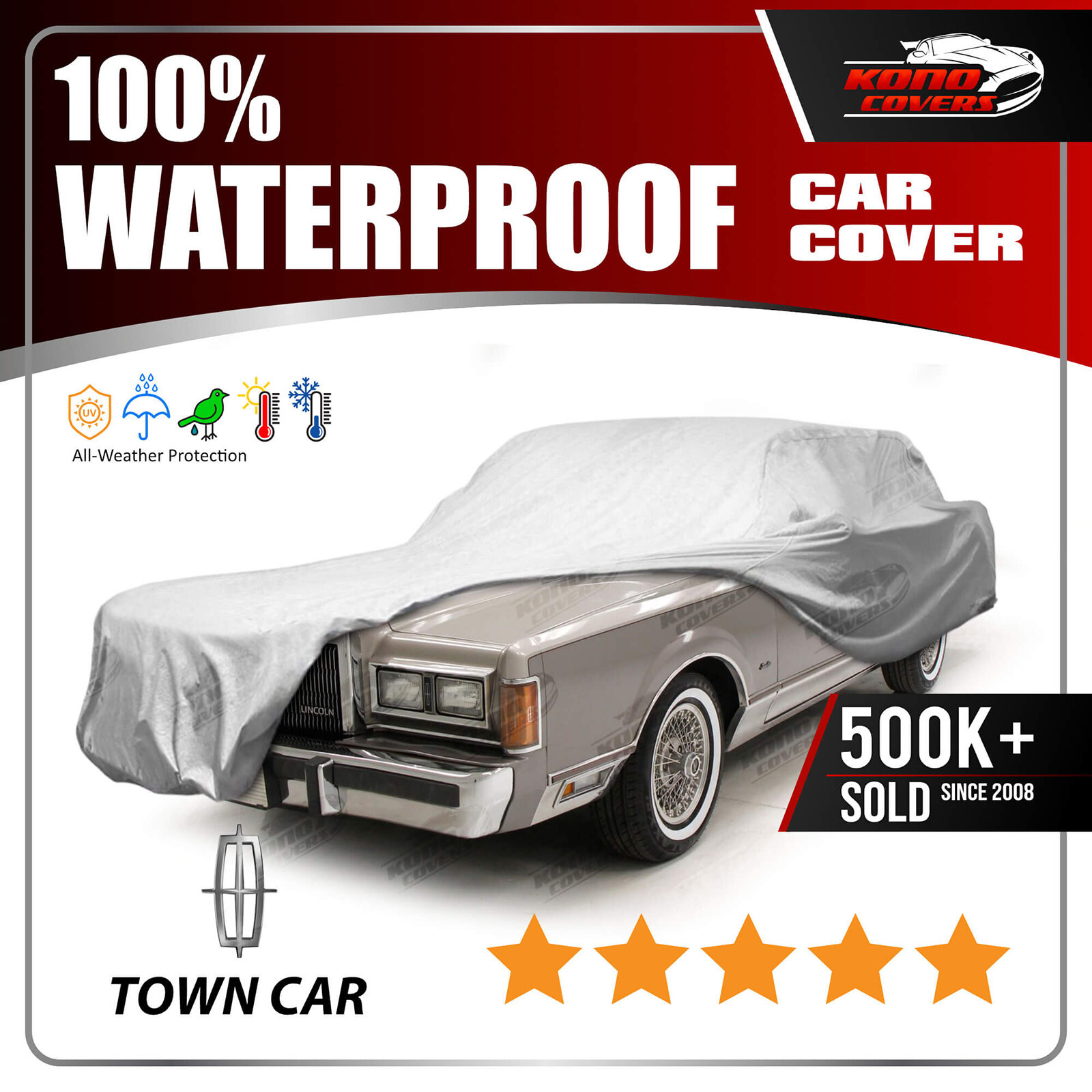 Lincoln Town Car 1981-1989 CAR COVER - 100% Waterproof Breathable UV Protection