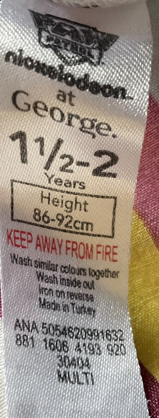 Paw Patrol T Shirt. 1-2 Years. 100% Polyester. Graphic Design Both Sides.