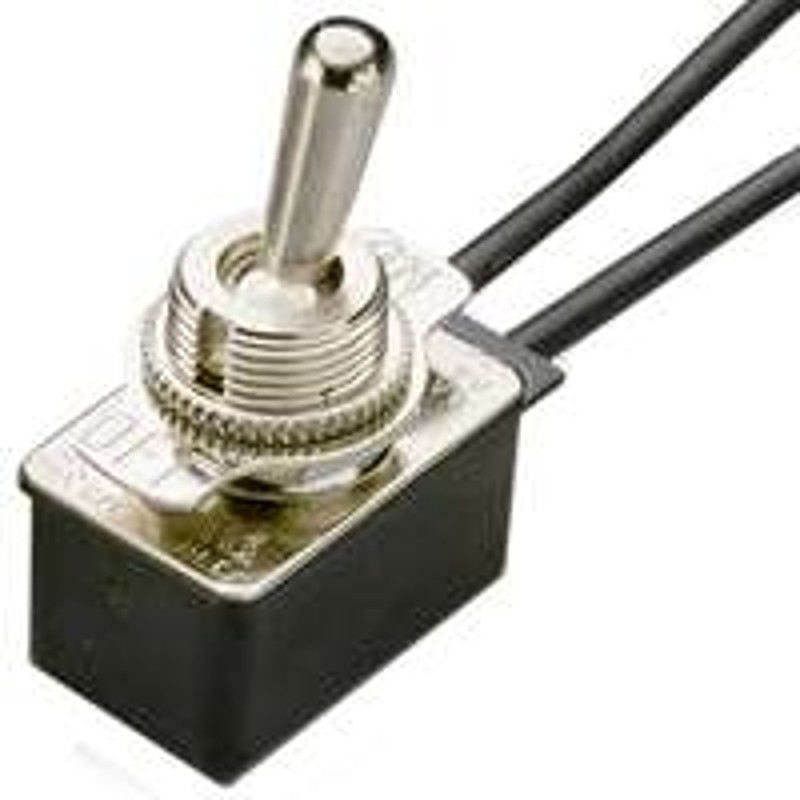 Gardner Bender GSW-18 Toggle Switch, 125/250 VAC, SPST, Lead Wire Terminal, Stee