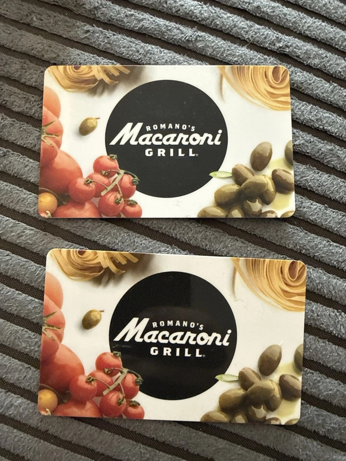 Lot of 2 Romano’s Macaroni Grill Gift Cards $25 Each $50 Total Balance