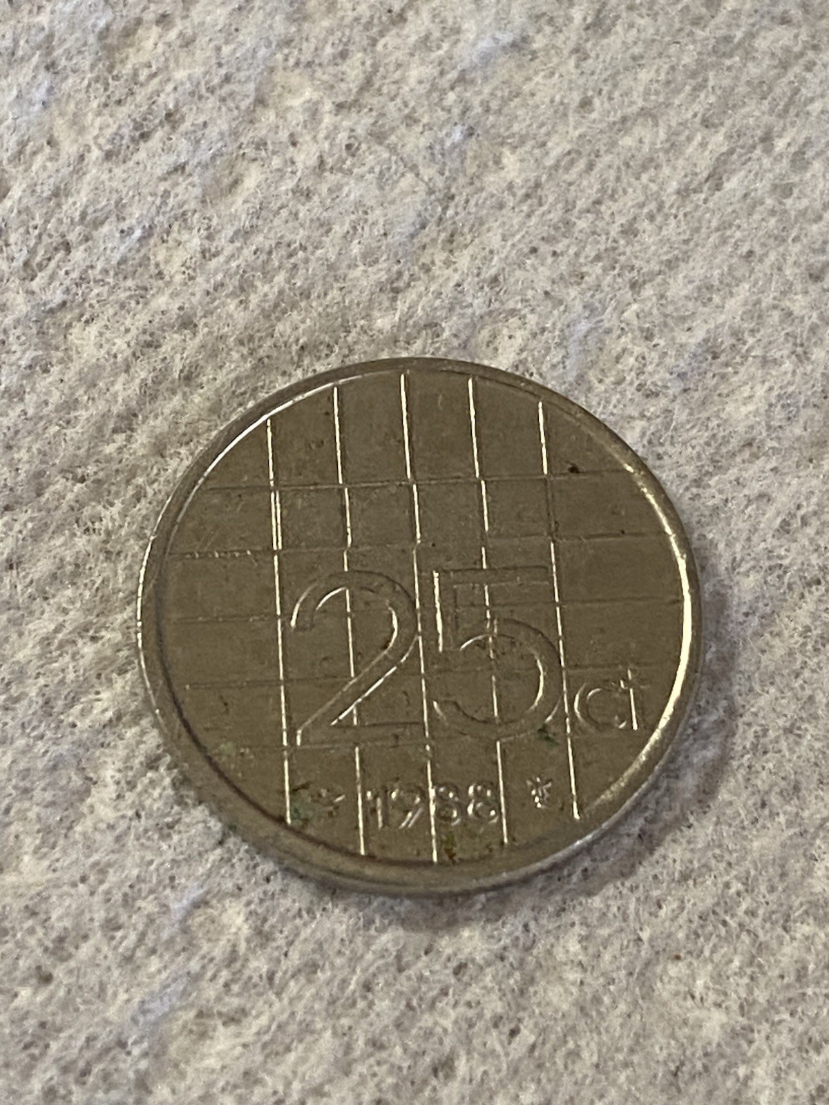1988 Netherlands, Beatrix 25 Cents, EF(40-45), Nickel, KM:204[#521773]