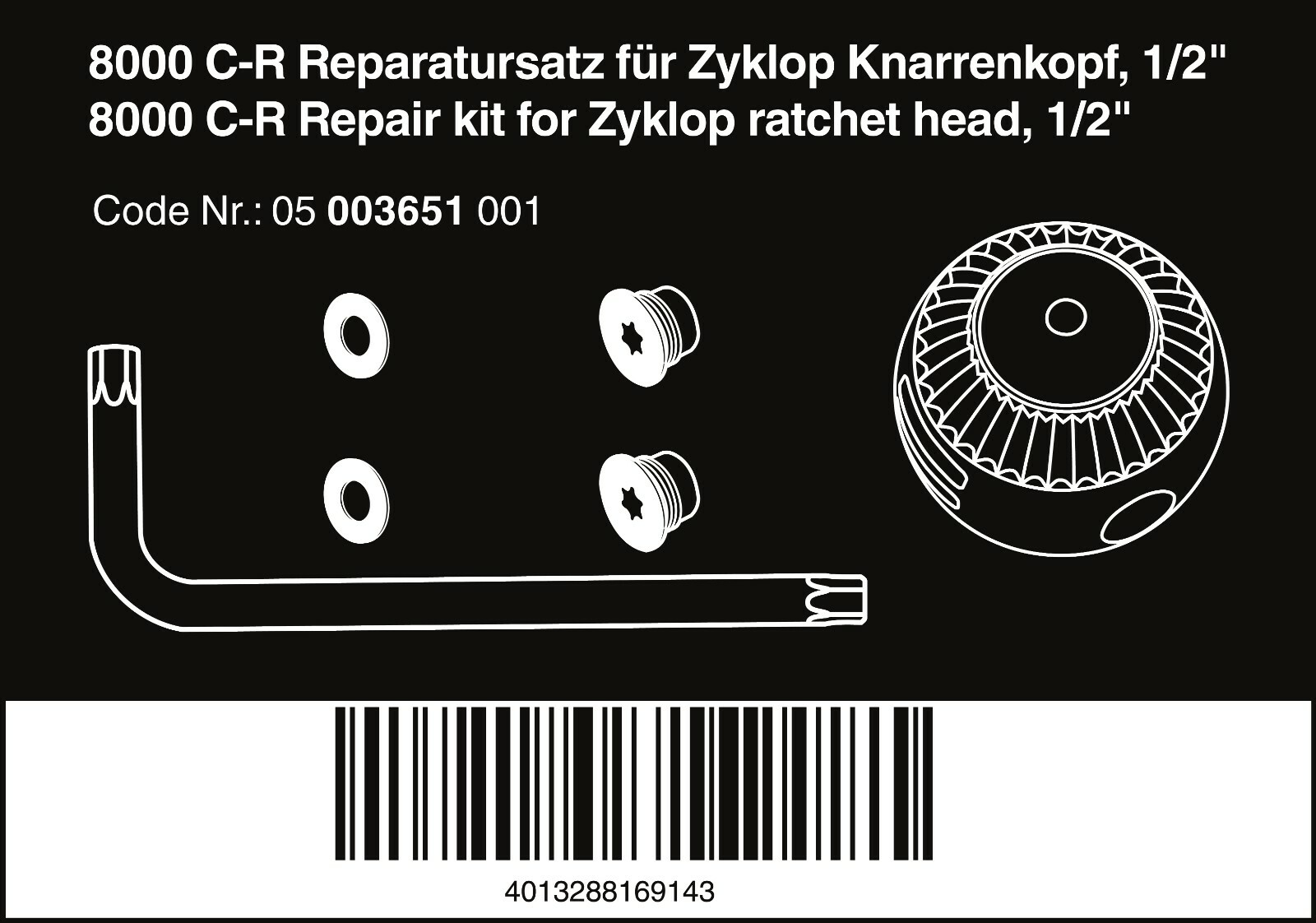 Wera 8000 C-R Zyklop Socket Wrench Repair Kit 1/2" 05003651001