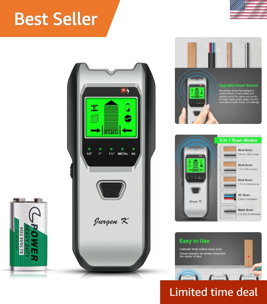 Upgraded 5-in-1 Wall Scanner with Ergonomic Grip & Auto Calibration Features