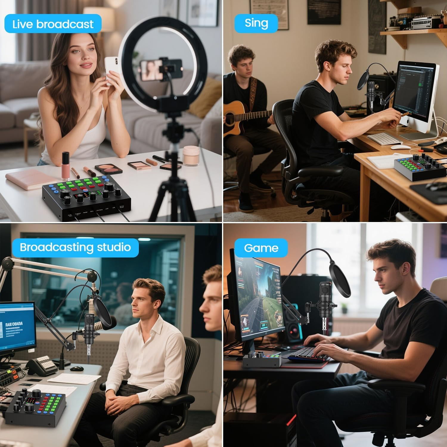 Podcast Equipment Bundle, Recording Studio Package with Podcast Microphone