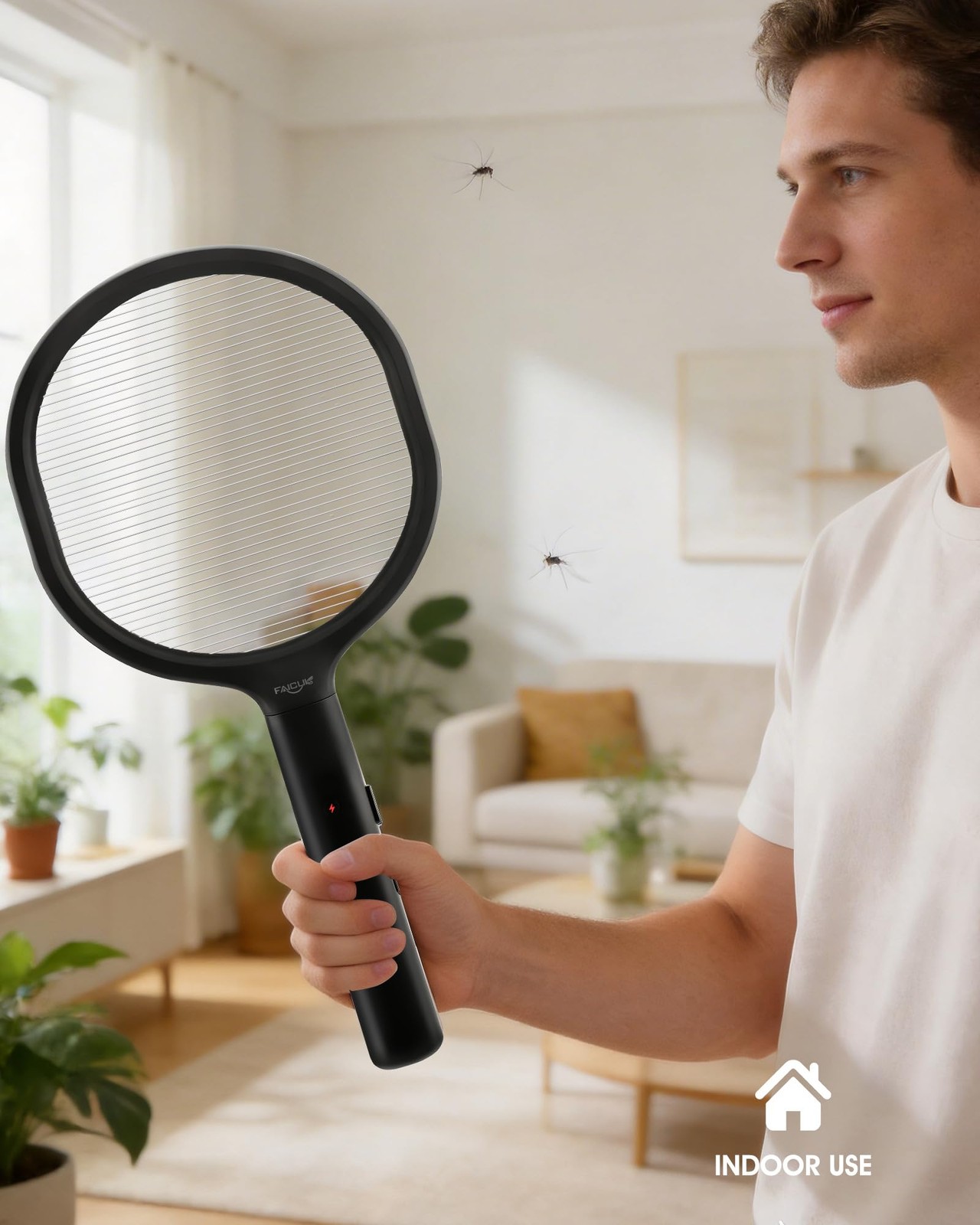 Faicuk Single Layer Grid Electric Fly Swatter High Efficiency Bug Zapper Racket