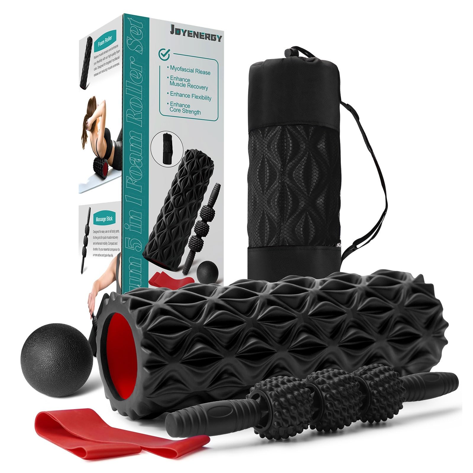 5 in 1 Foam Roller Set High Density Patented Foam Roller for Exercise