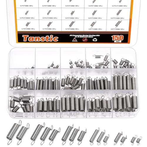 TansticPcs 15 Sizes Extension Spring Assortment Kit Extension Spring 150
