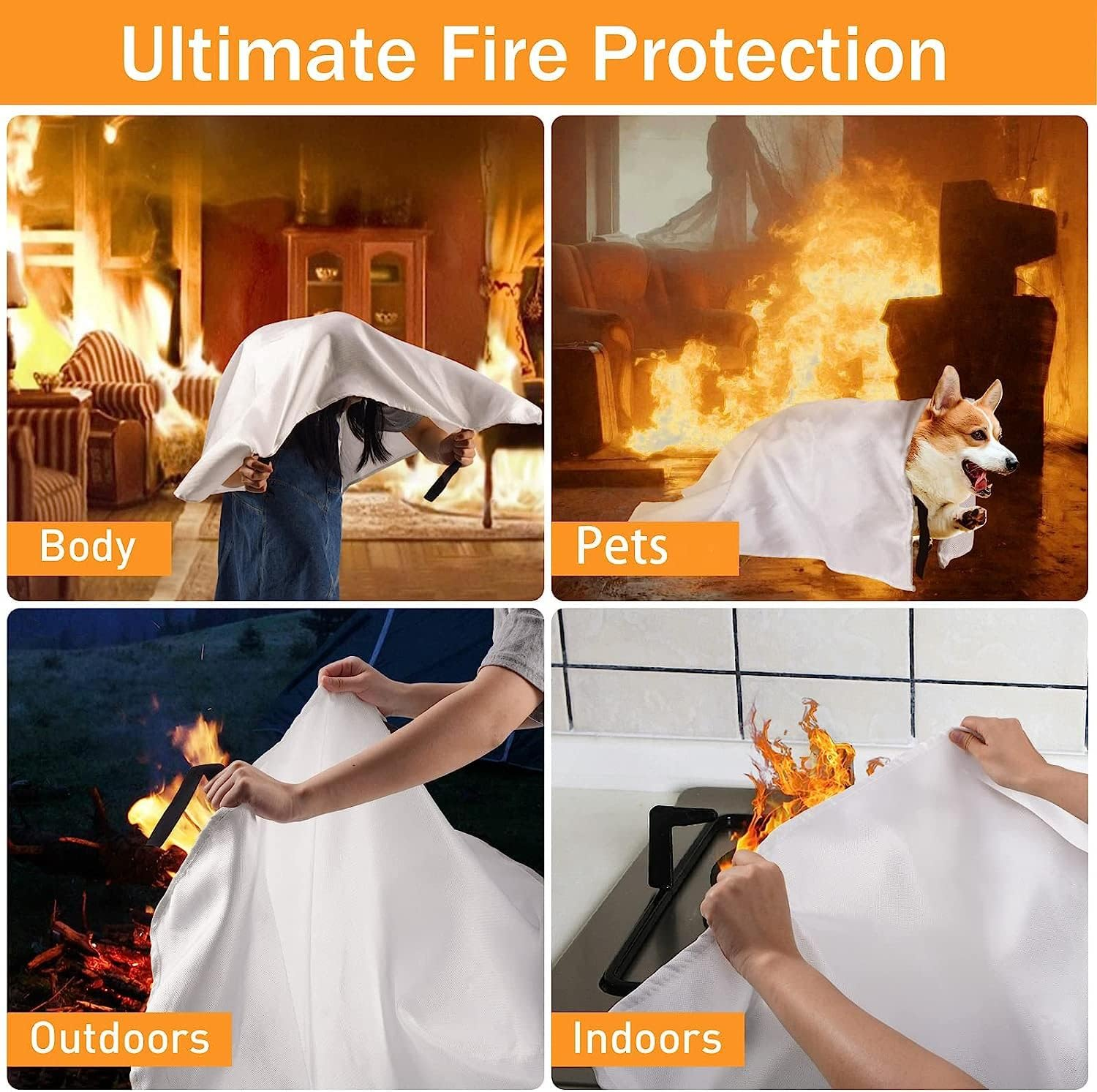 Fire Blankets Emergency for Kitchen Home - Emergency Fire Retardant Blanket for