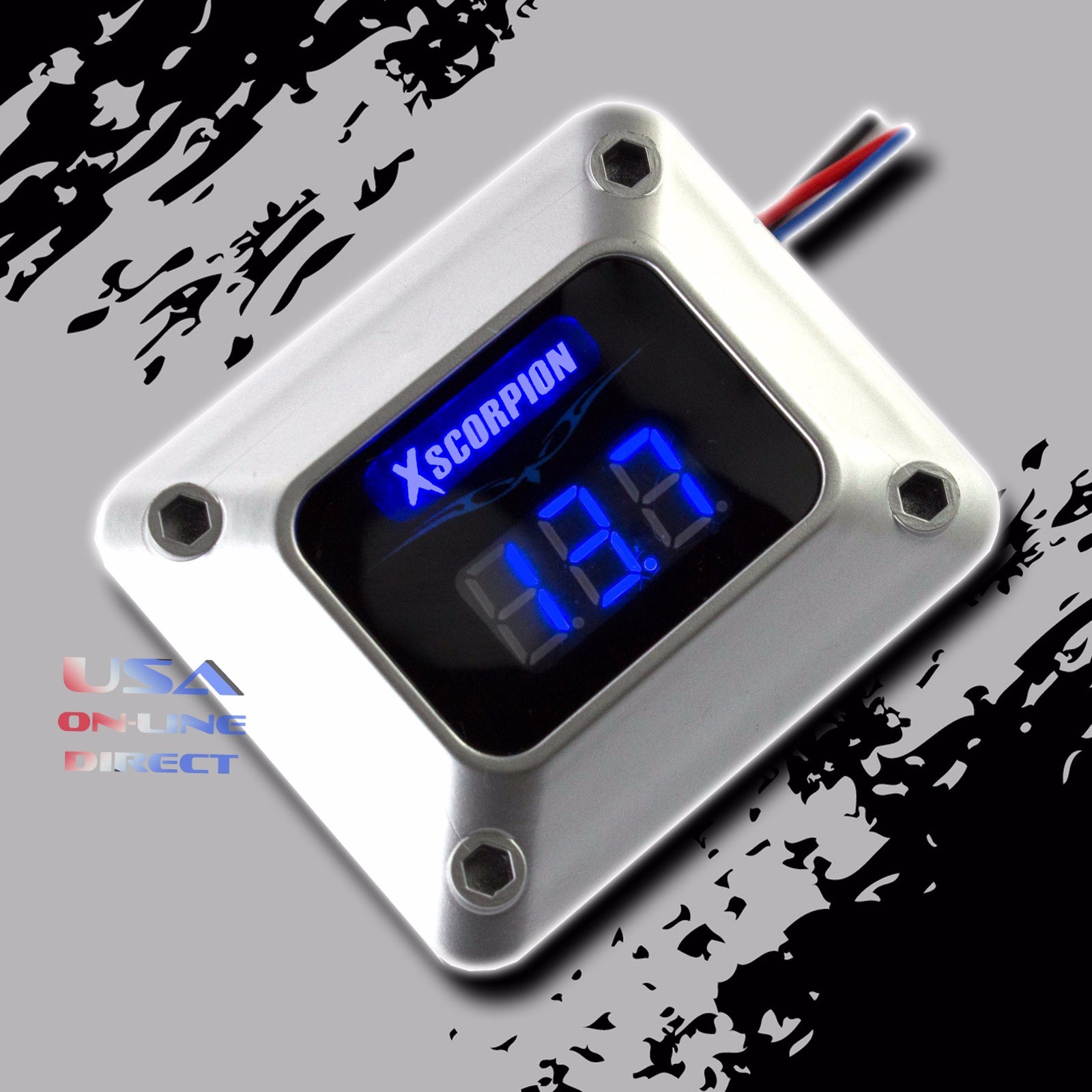 3 Digit Blue LED Readout 12v Digital Voltmeter Silver Car Marine Audio Video USA