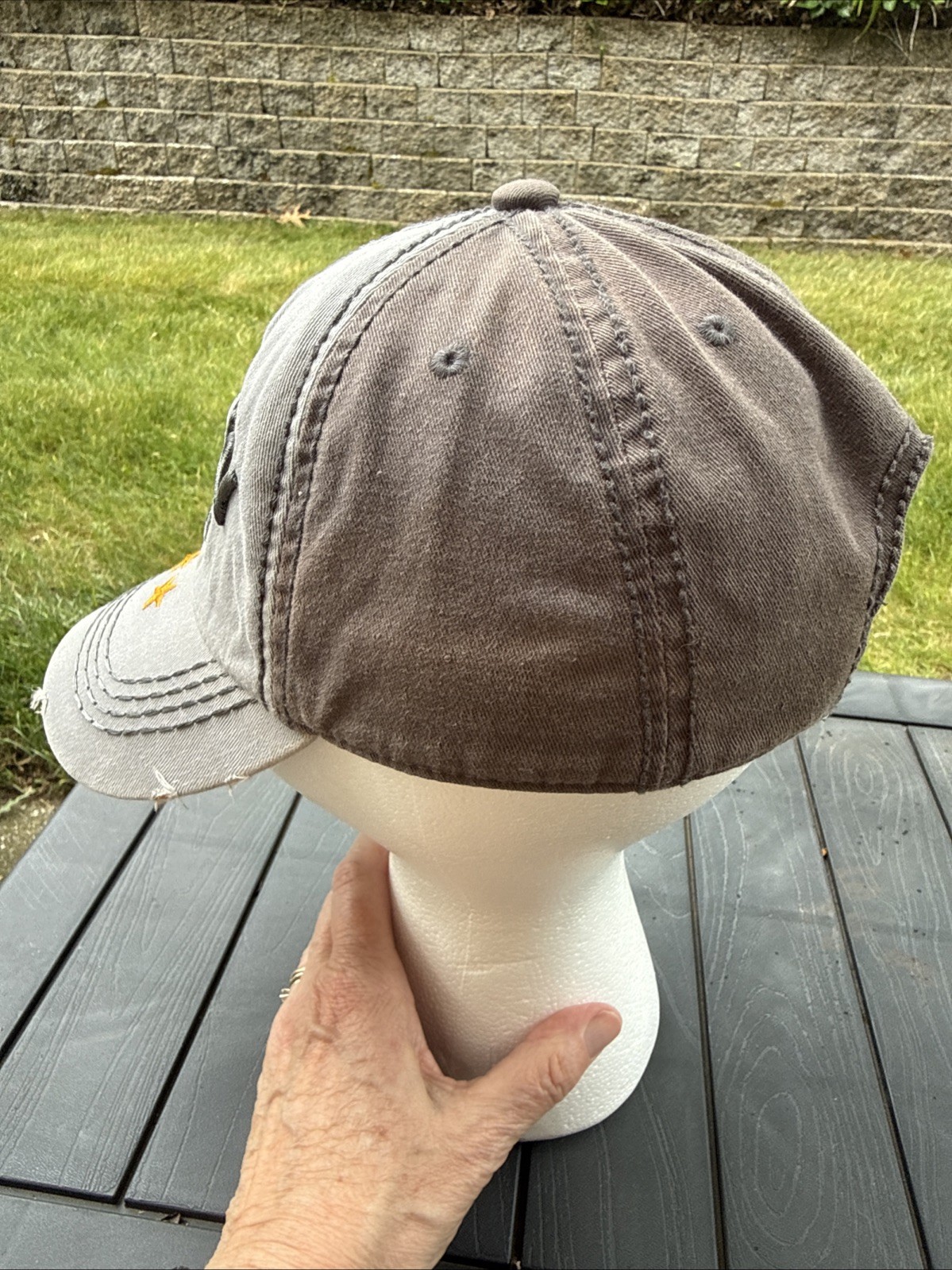 CANCUN Mexico Est 1970 Lite Dark Gray & Orange Hat Cap Distressed Hook Loop