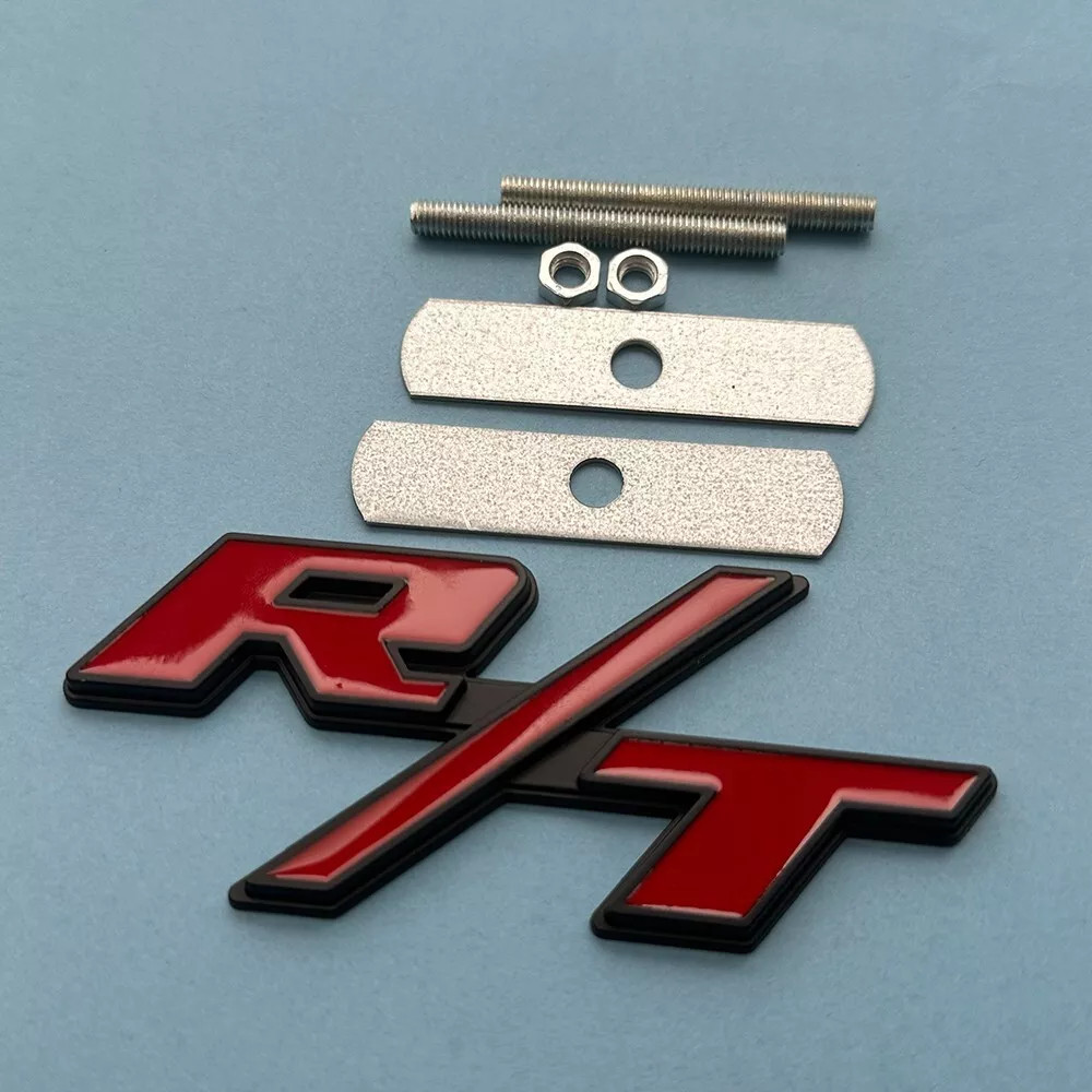Fit RT Grill Emblem R/T Car Truck Metal Badge Red Black Grille Nameplate Letter