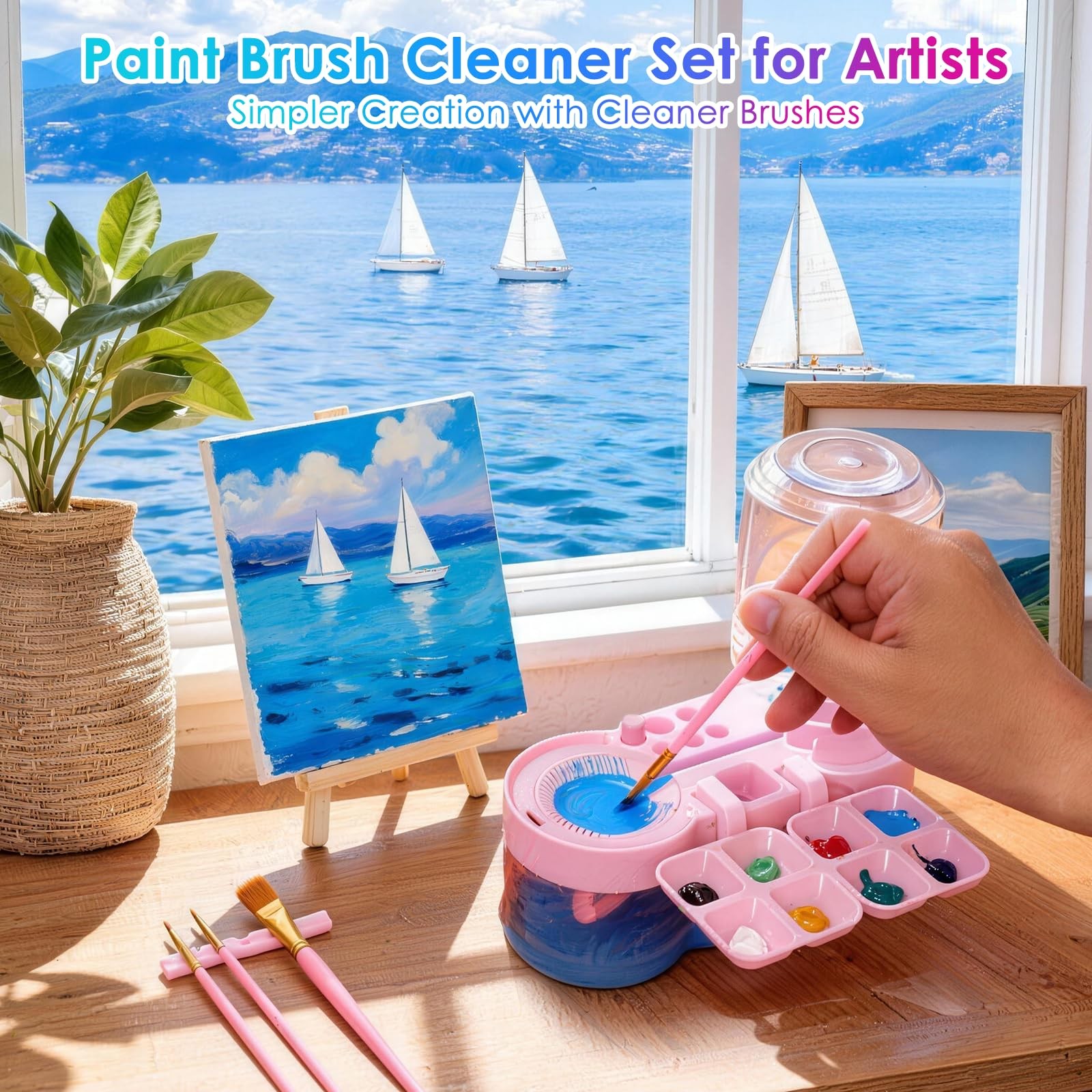 2026 Next-Gen Paint Brush Cleaner Tool [One-Press Cleaning & Leak-Proof] Comp...