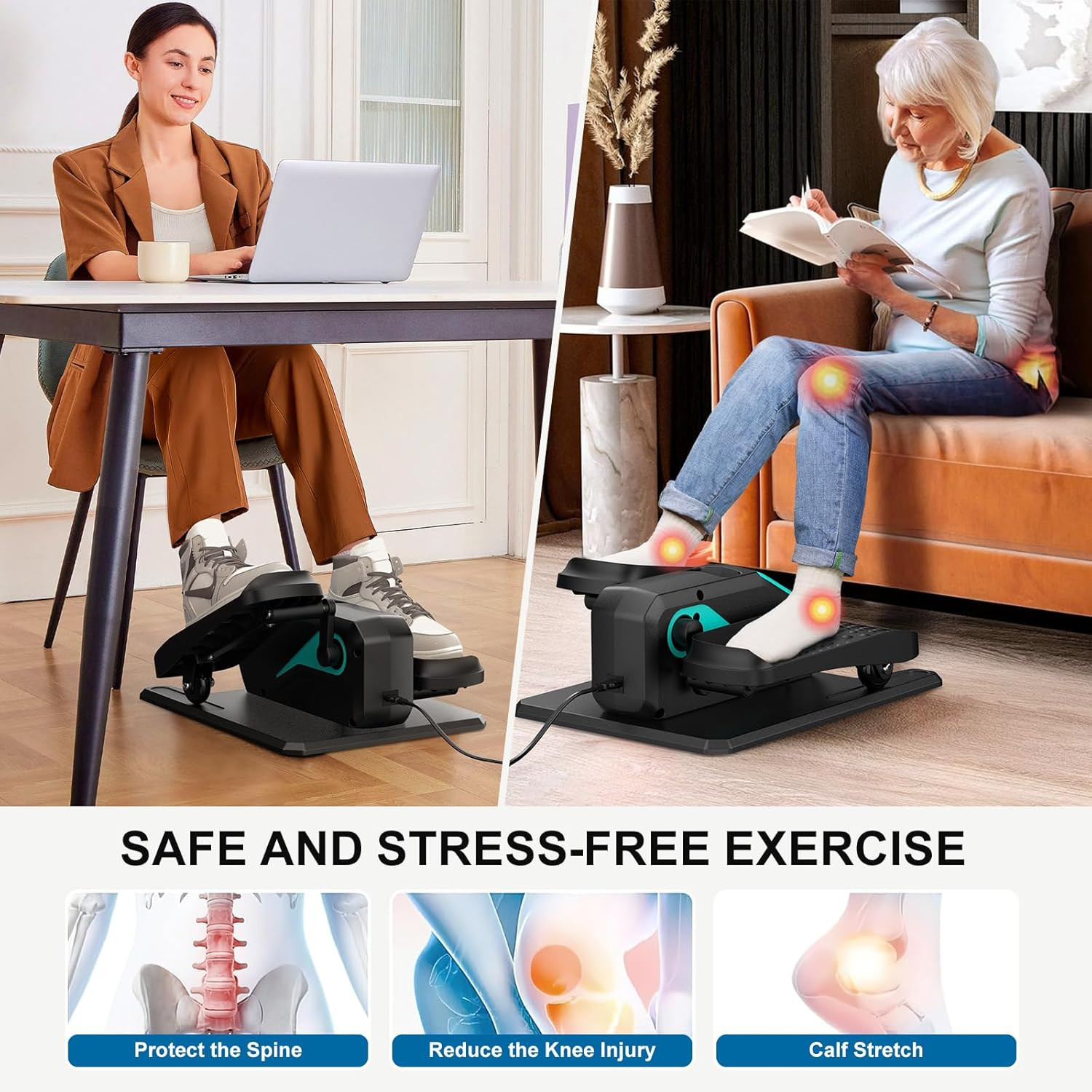-018 Under Desk Elliptical 12 Speed 5 Modes Mini Motorized Leg Exerciser While S