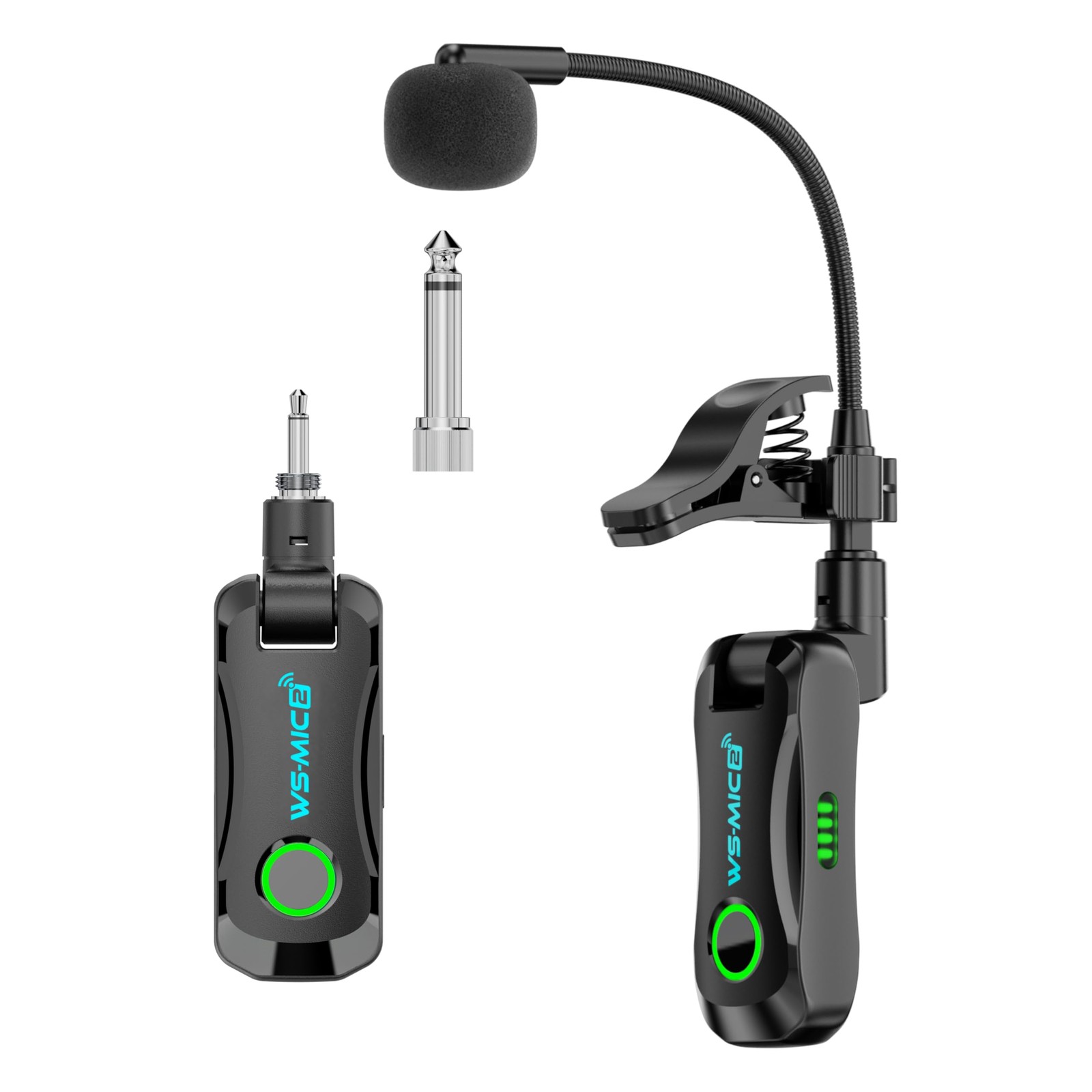 Wireless Saxophone Microphone System, Clip-On Instrument Mic for Black