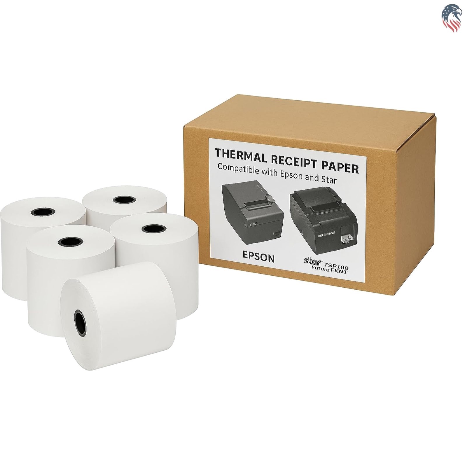 Thermal Receipt Paper Rolls 3 1/8 inch x 230 ft Pack of 5 Compatible Epson Star