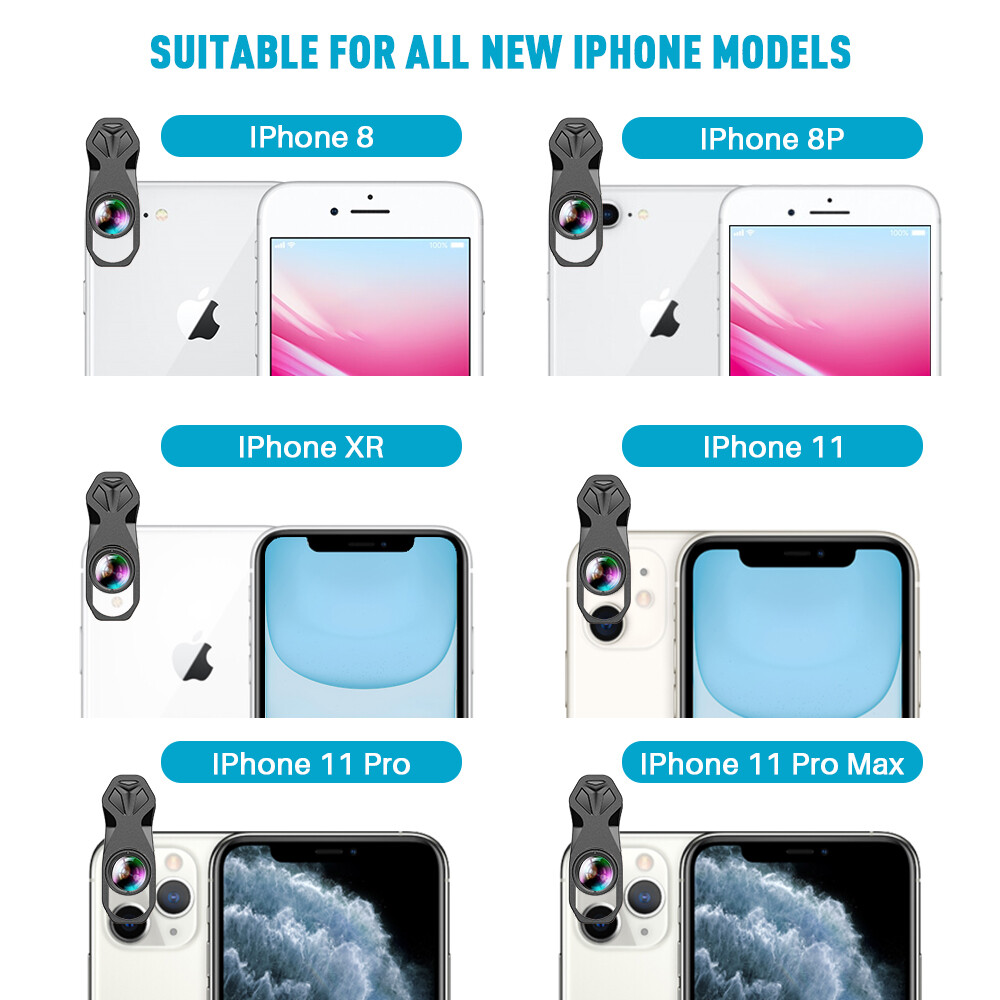Apexel Cell Phone Camera Lens Kit Wide Angle Universal Clip for iPhone Android