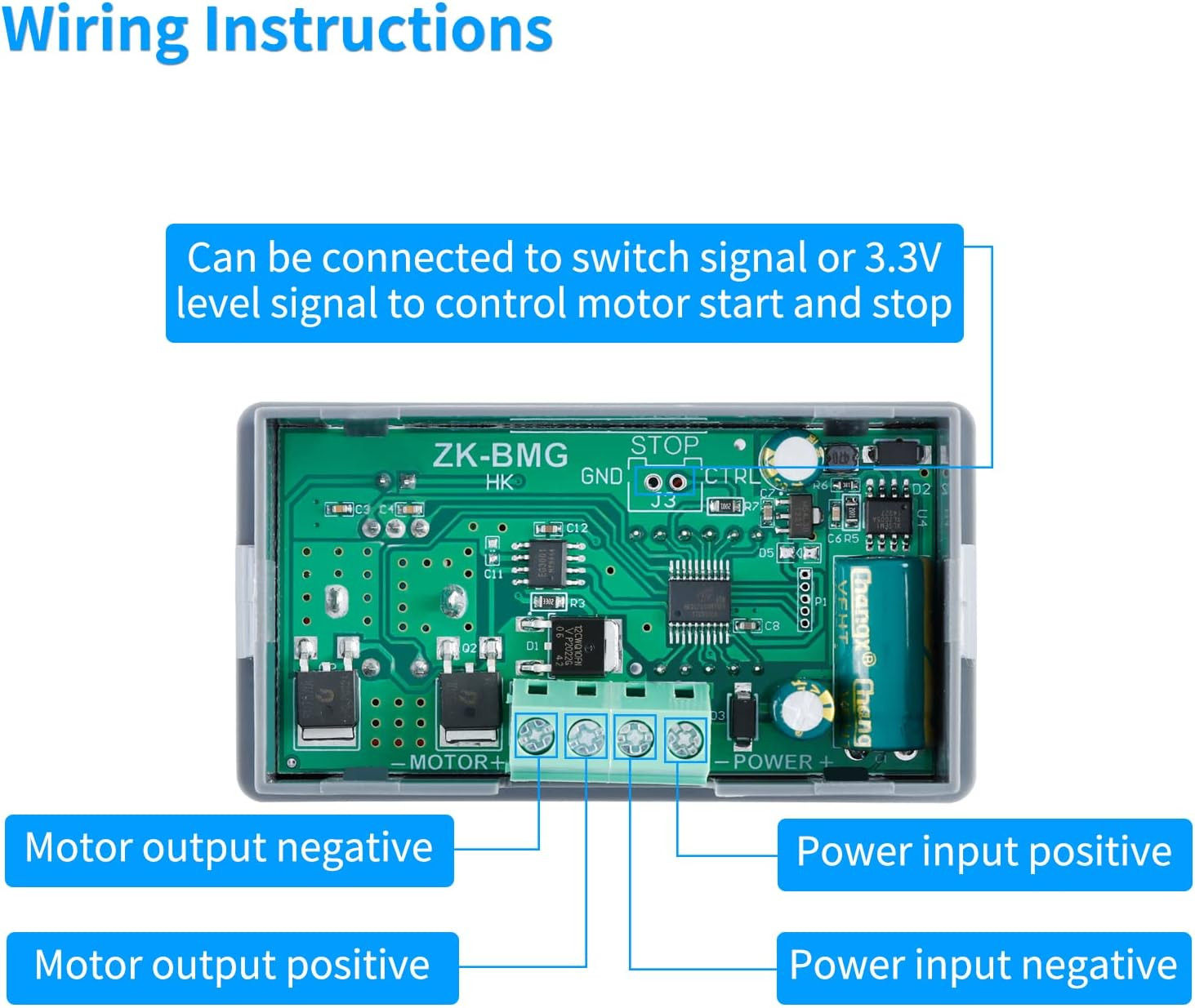 ZK-BMG DC Motor Speed Controller, DC Motor Controller 9V-60V/12A/500W DC Encoder
