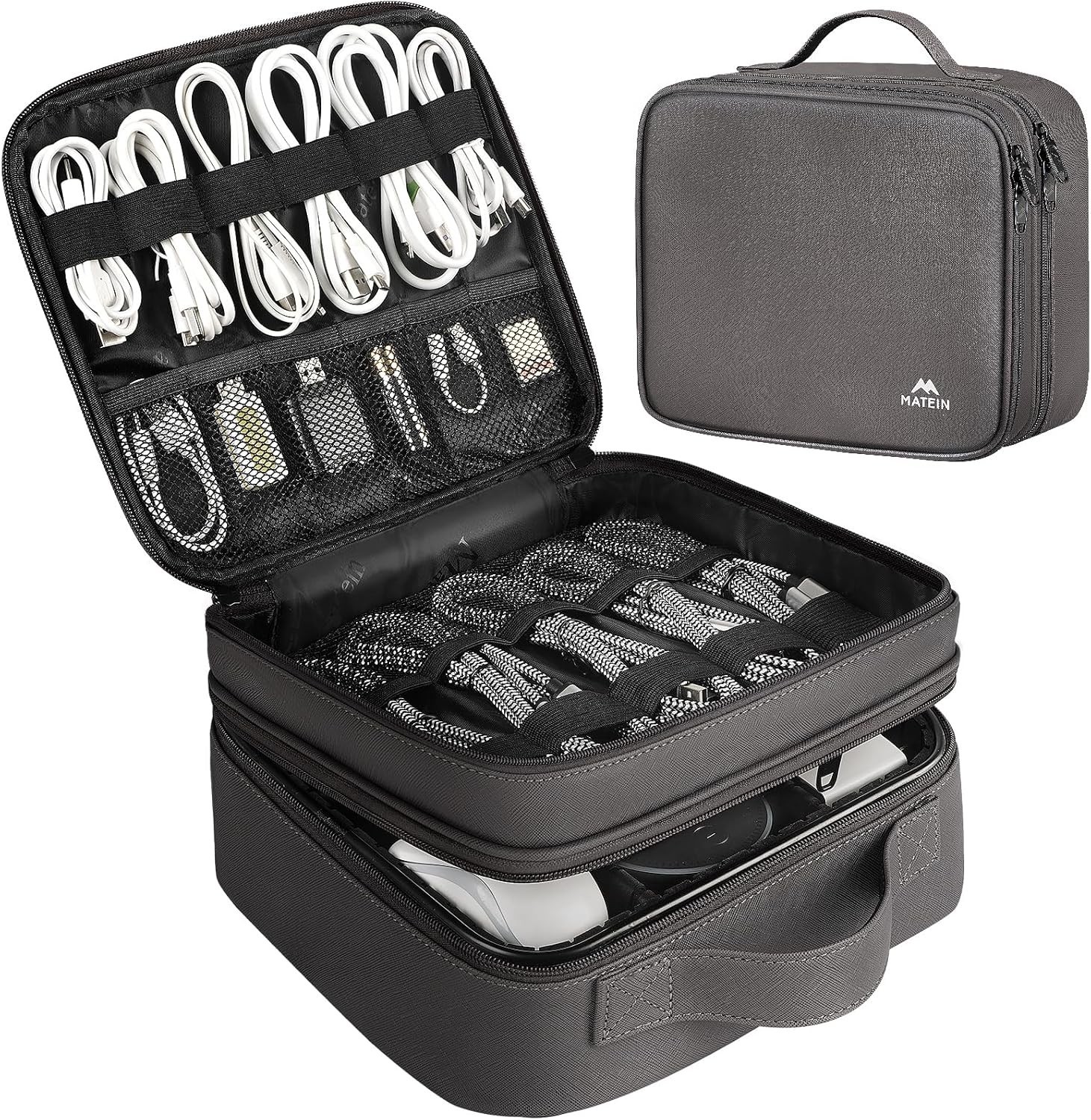 Cord Organizer Case with Adjustable Divider Portable Travel Tech Accessories