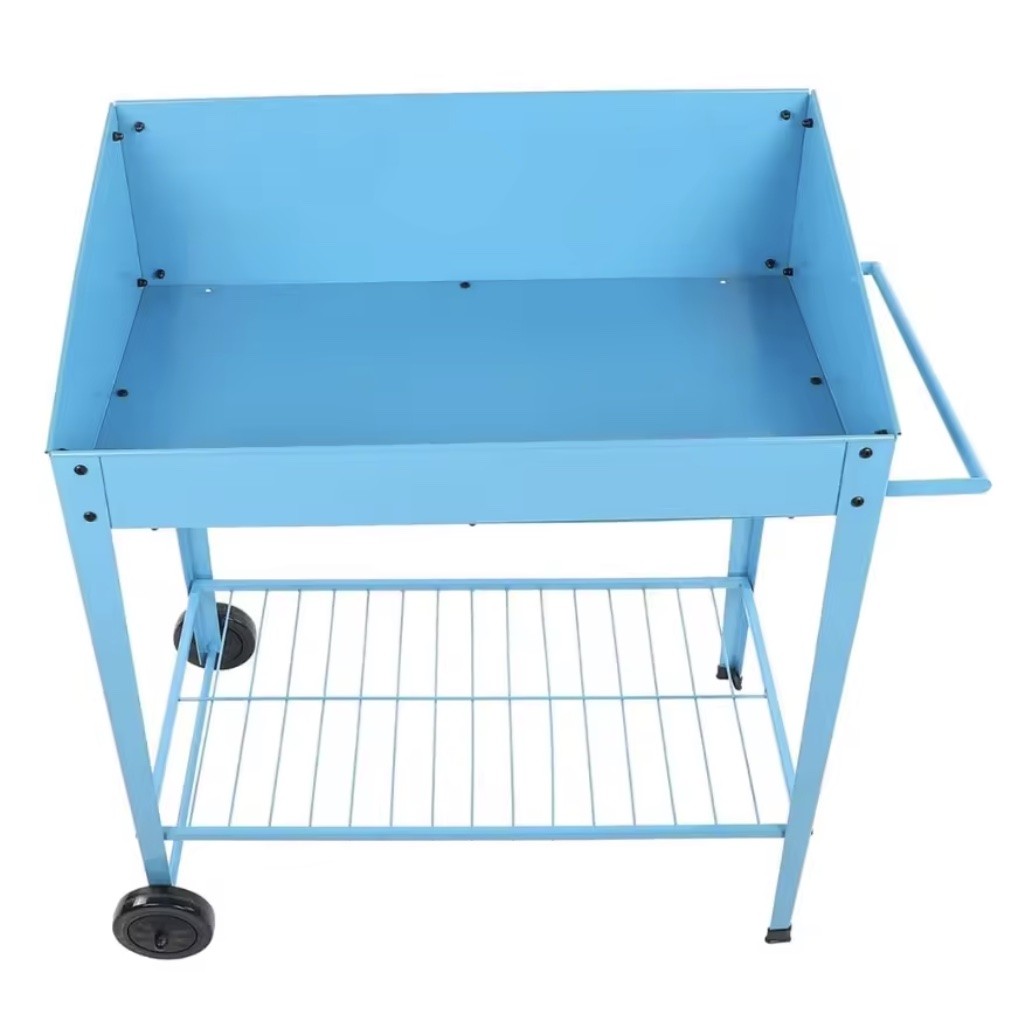 Drip Depot Heavy Duty Metal Garden Potting Bench with Wheels