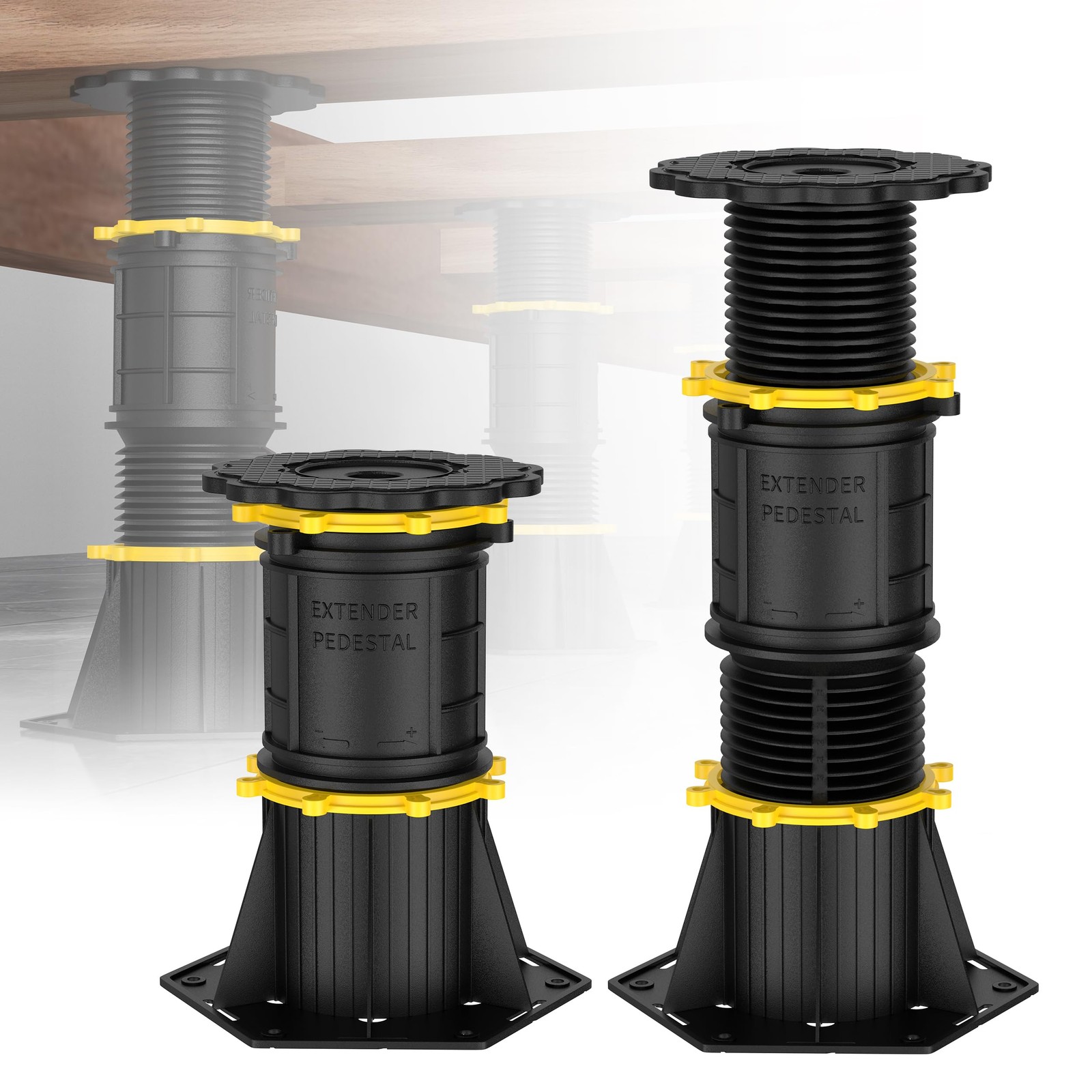 2 Pcs Adjustable Height Bed Support Legs, 8.5-13 inch, Black Plastic, Bed Fra...