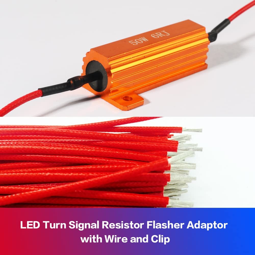 4 PCS Load Resistor,LED Turn Signal Resistor Flasher Adaptor with Wire 4 Pcs