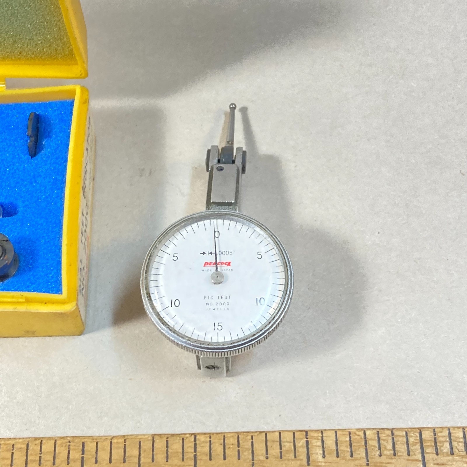 Vintage Peacock Dial Test Indicator Set .0005" #2000 w/ Case Japan