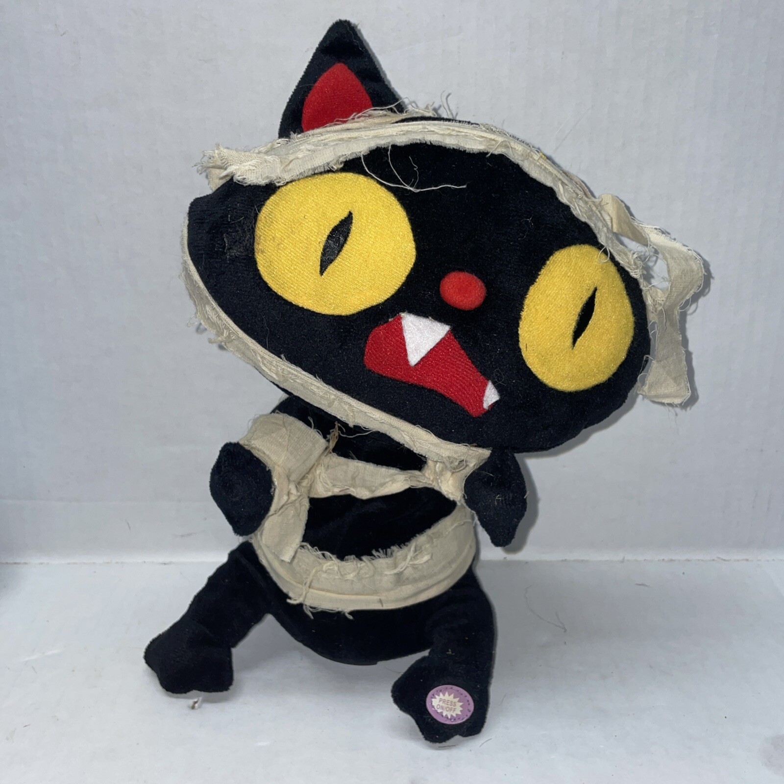 Gemmy 11" Animated Mummy Black Cat  WHO LET THE DOGS OUT Halloween Works