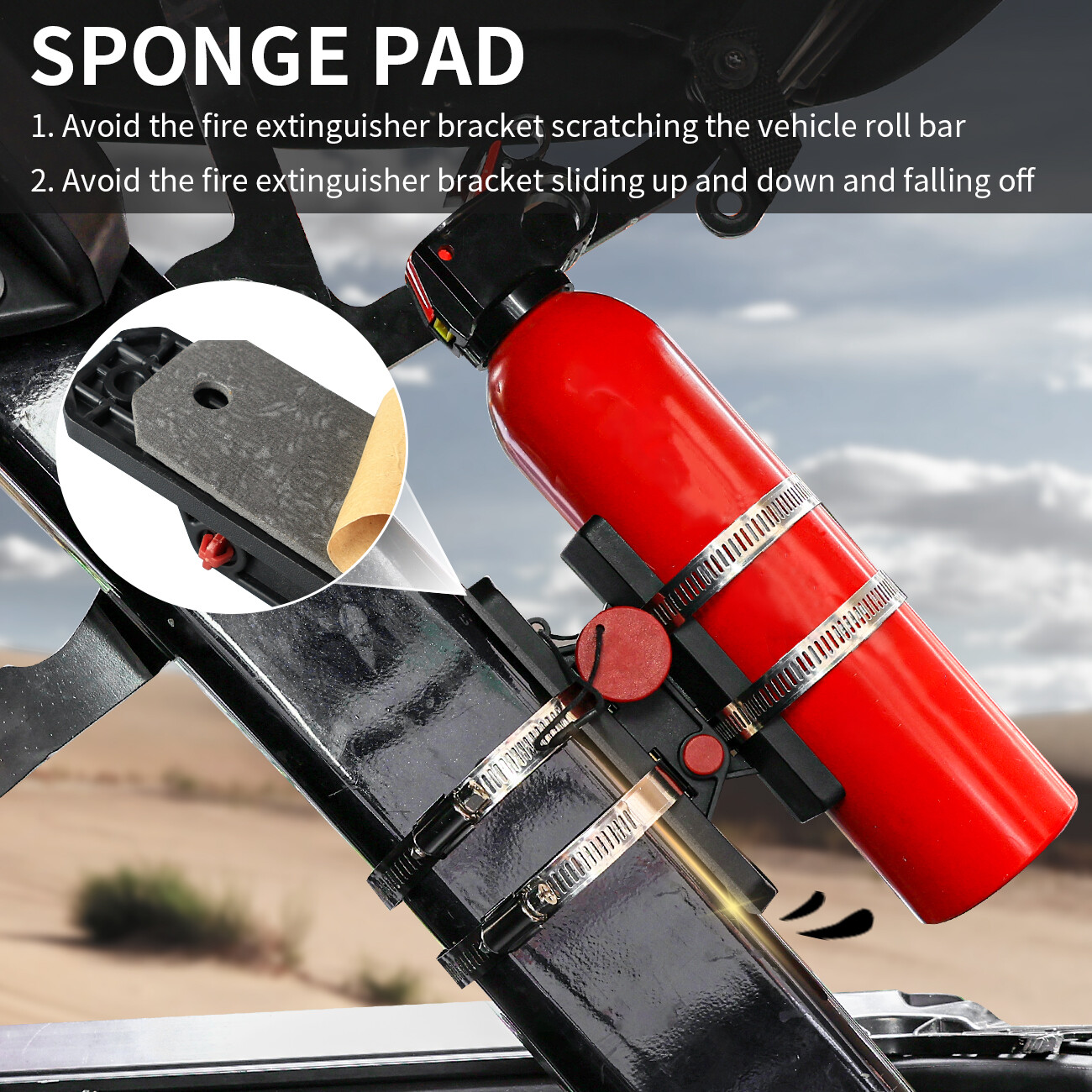 UTV Car Fire Extinguisher Holder Mount Bracket Adjustable Compatible with RZR