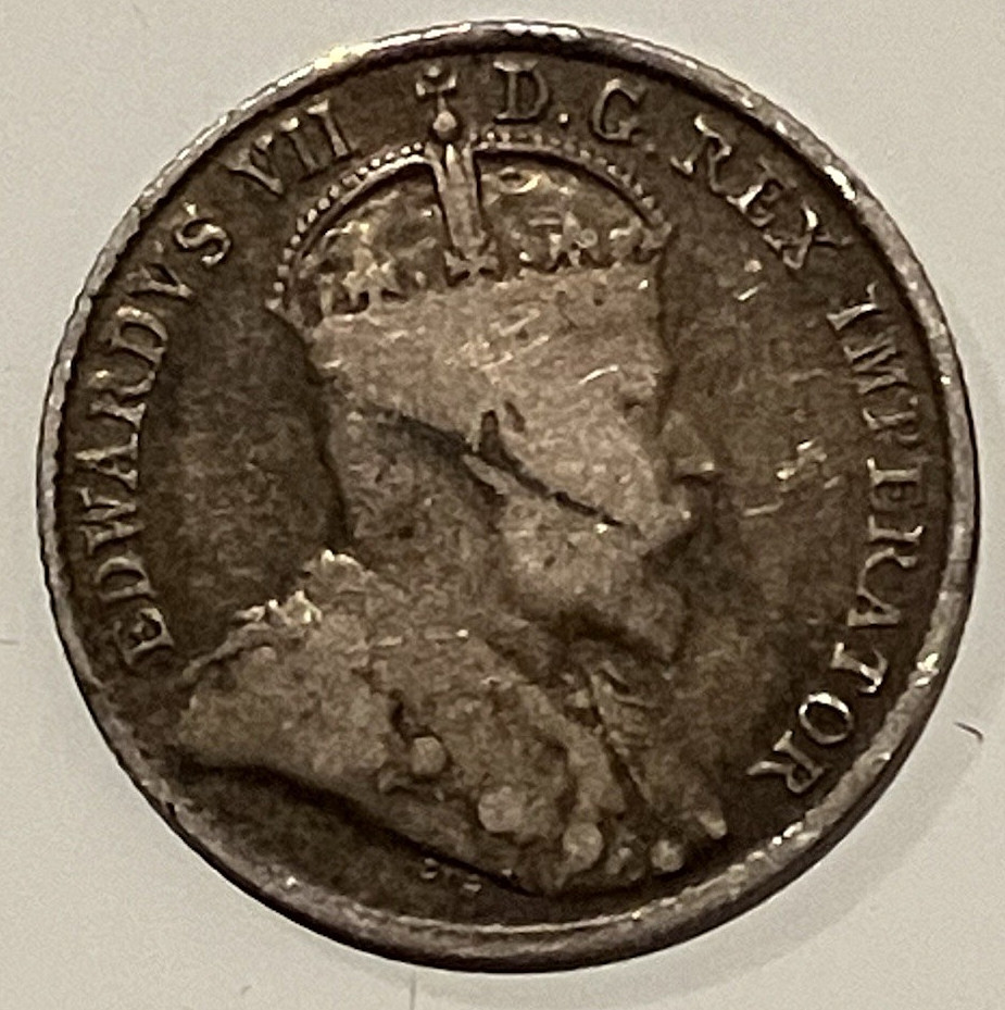 1906 Edward VII Canada Silver 5 Cent Piece.