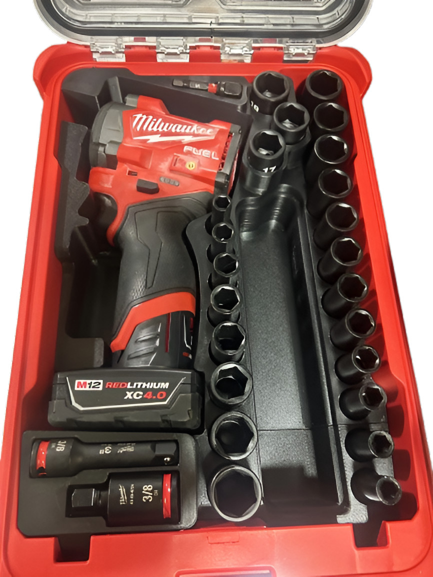 Socket Organizer Insert Fits Milwaukee M12 Stubby Impact Wrench 2554-20 Packout