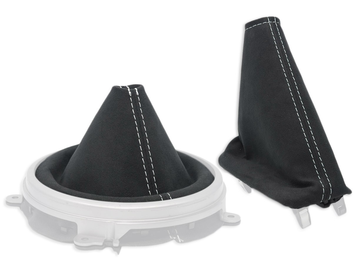 FOR MAZDA MX-5 MIATA NC1 05-09 GEAR SHIFT + HANDBRAKE GAITER ALCANTARA s. WHITE