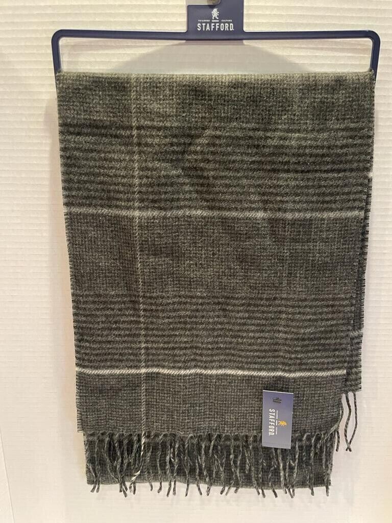Stafford Mens Scarf Gray Striped with Fringe Scarves Neck Wrap