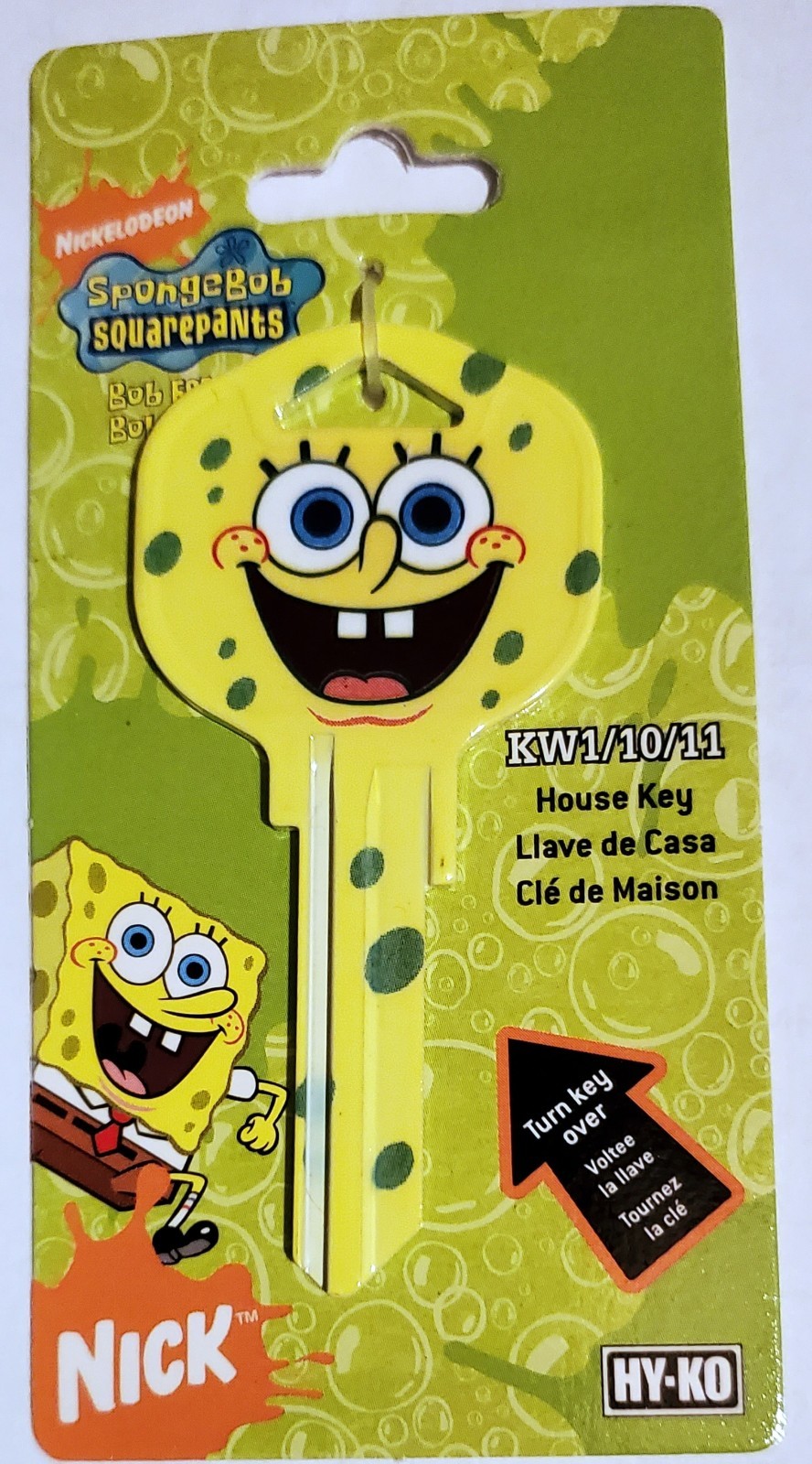 SPONGE BOB OVERSIZED HEAD PAINTED HOUSEKEY FOR KWIKSET LOCKS
