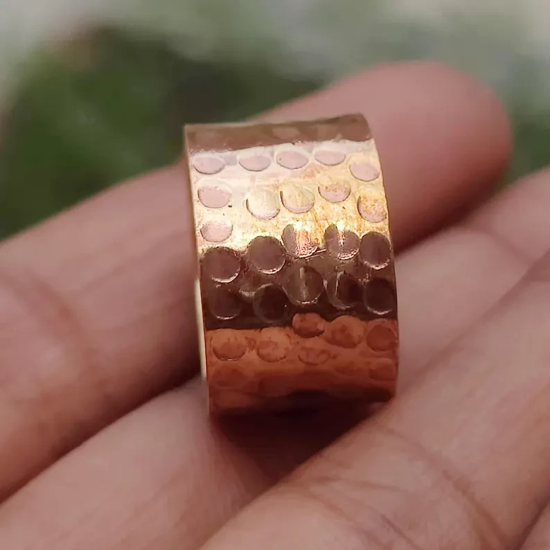 100% Pure Copper Band Ring, Solid Copper Ring, Hammered Copper Band Rin All Size