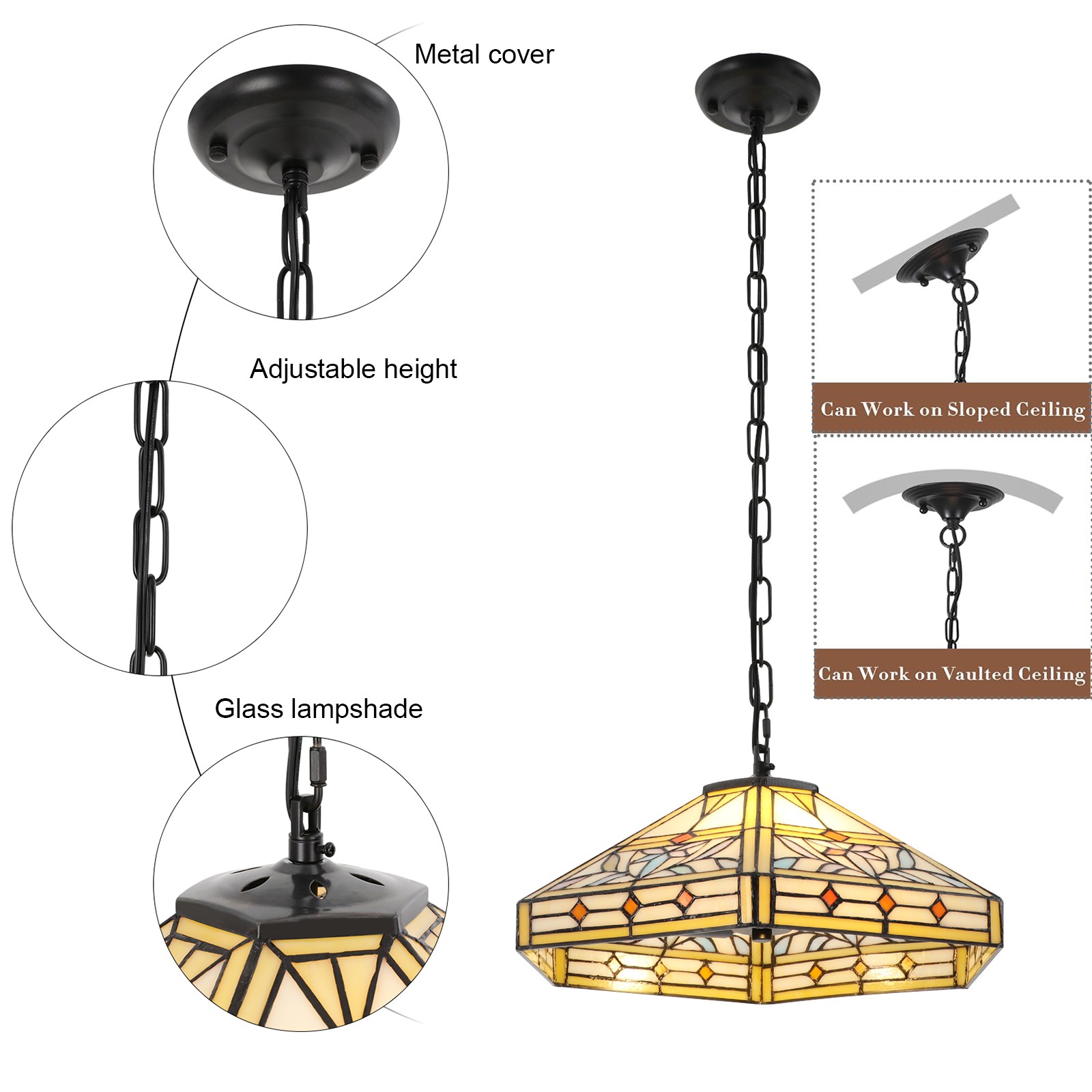 Pendant Light - 2-Light Iron & Glass, Ceiling Mount, Adjustable Height 5-60cm