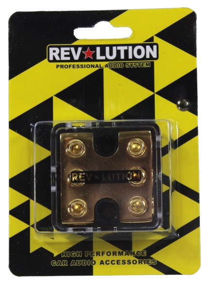 GOLD Ground Distribution Block Three 4 GA Wire Inputs Three 4GA output US