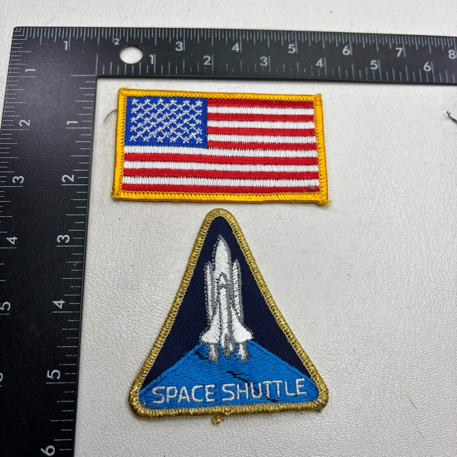 2 Patches ~ 1 USA Flag Patch + 1 NASA SPACE SHUTTLE Patch Lot 55N2