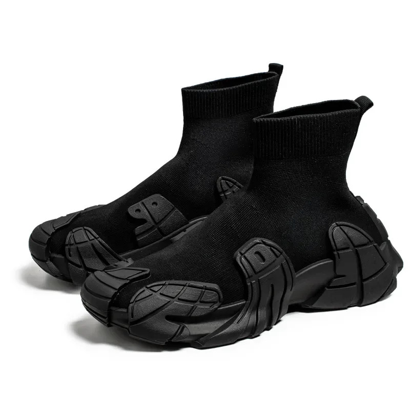 Outdoor Men Casual Boots Designer Soft Sneakers Socks Shoes Slip-On Flat Walking