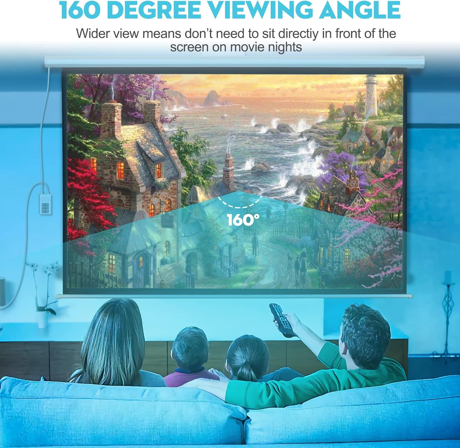 120 Inch Electric Projector Screen with Remote, Automatic Air Indoor Drop Down,