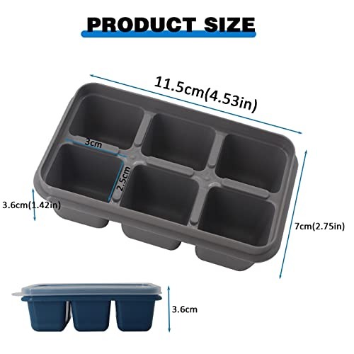 Ice Cube Trays 2 Pack - Mini Size Silicone Ice Cube Molds with Removable Lids