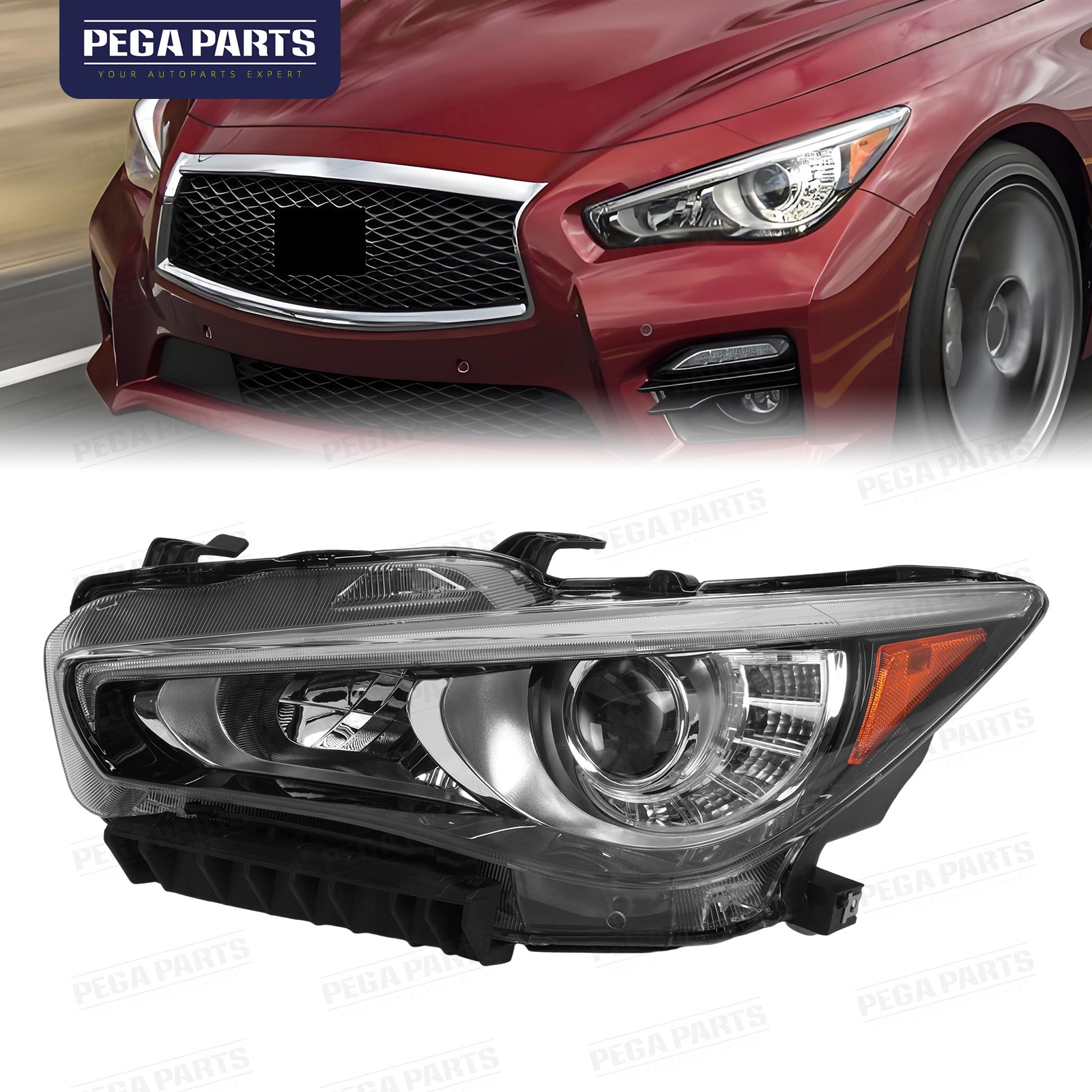 For 2014-2022 Infiniti Q50 w/o AFS LED DRL Projector Headlight Headlamp Left