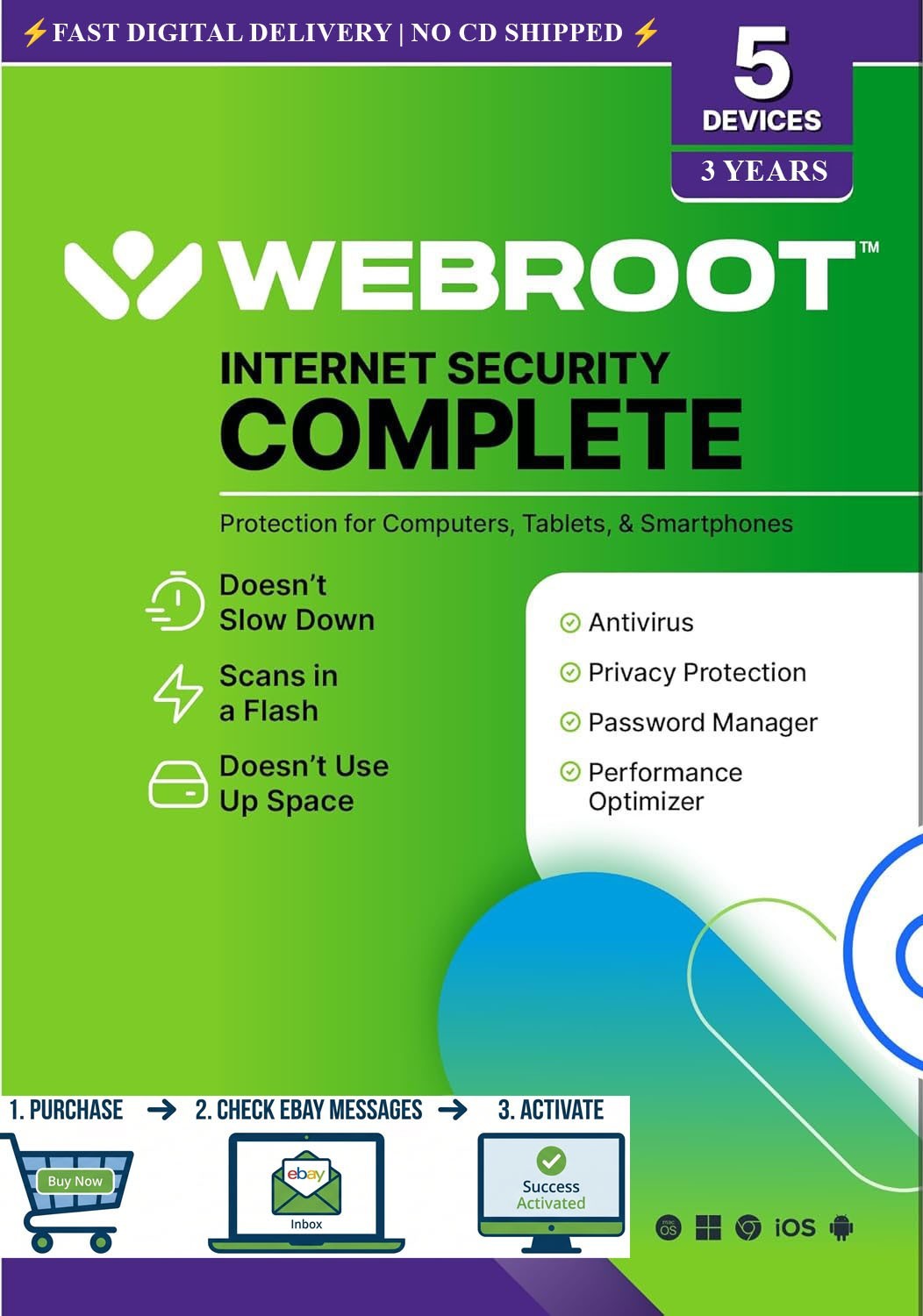 Webroot Internet Security Complete 2026 | 3 Year 5 Device |Email Code (no CD) 🔥