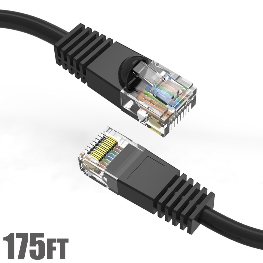 175FT Cat5E RJ45 Network LAN Ethernet UTP Patch Cable Booted Gold 24AWG Black