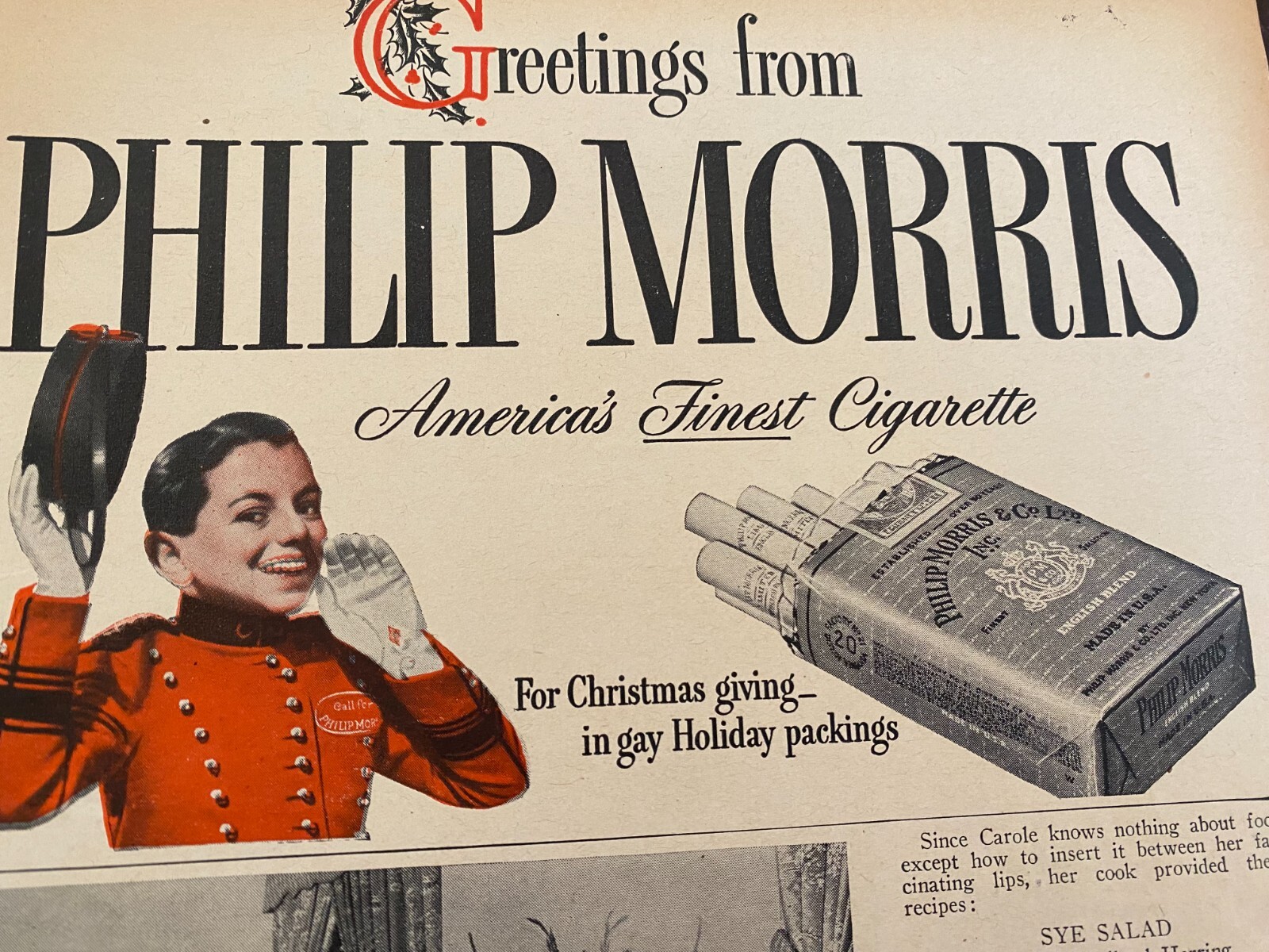 Philip Morris Cigarettes, Half Page Vintage Print Ad, a