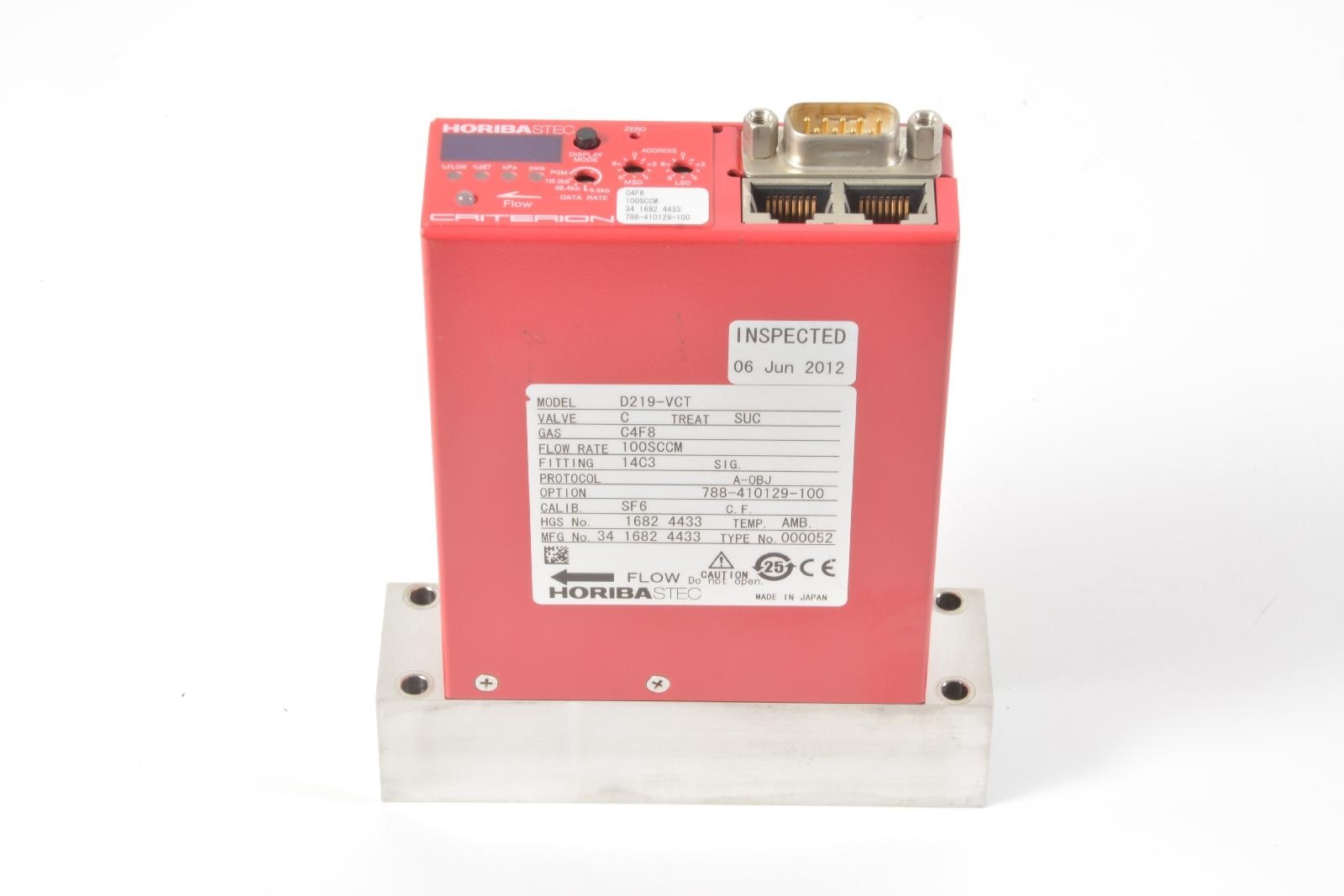 Horiba STEC Criterion D219-VCT C4F8 100sccm Mass Flow Controller