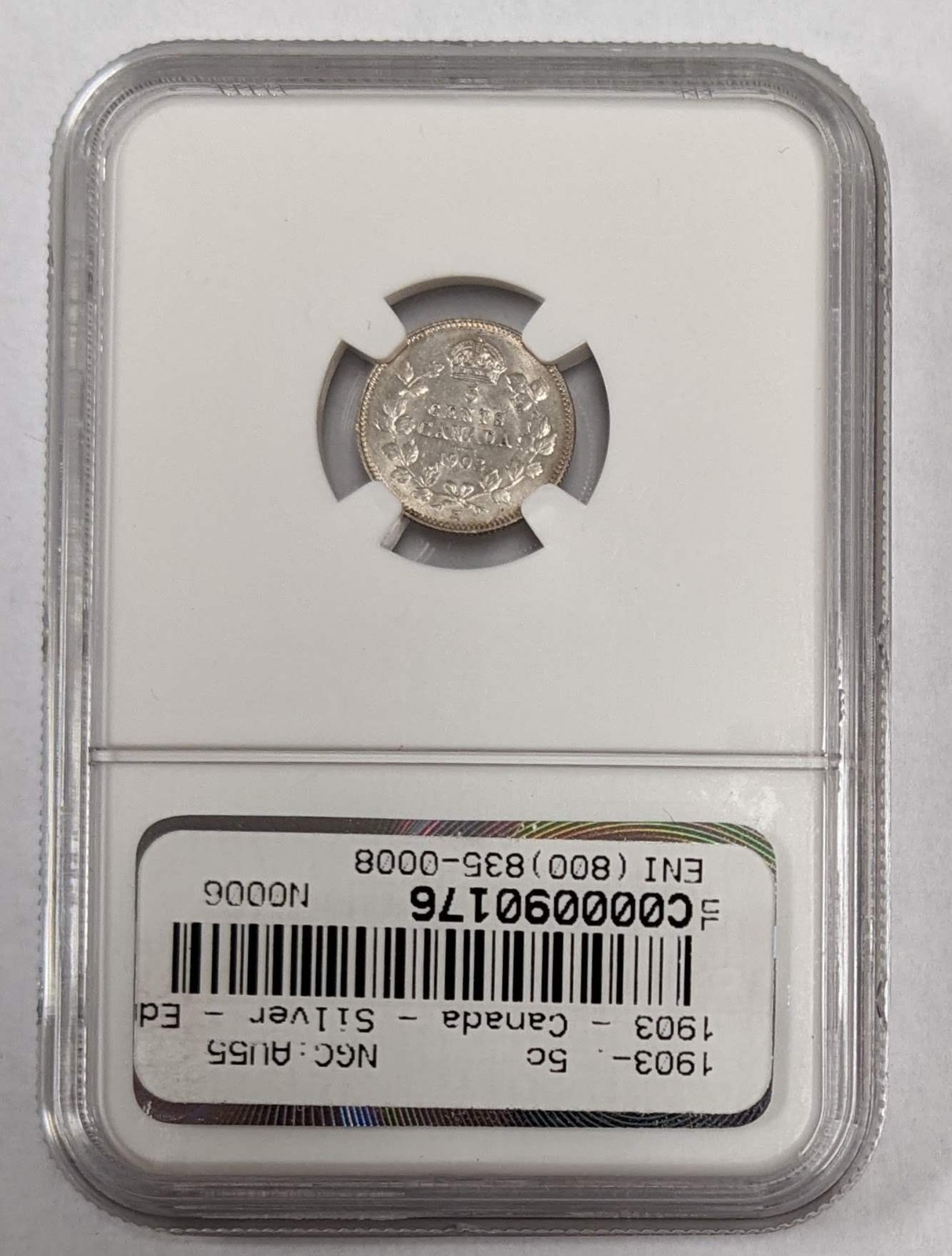 1903 H Canada Silver 5c NGC AU 55