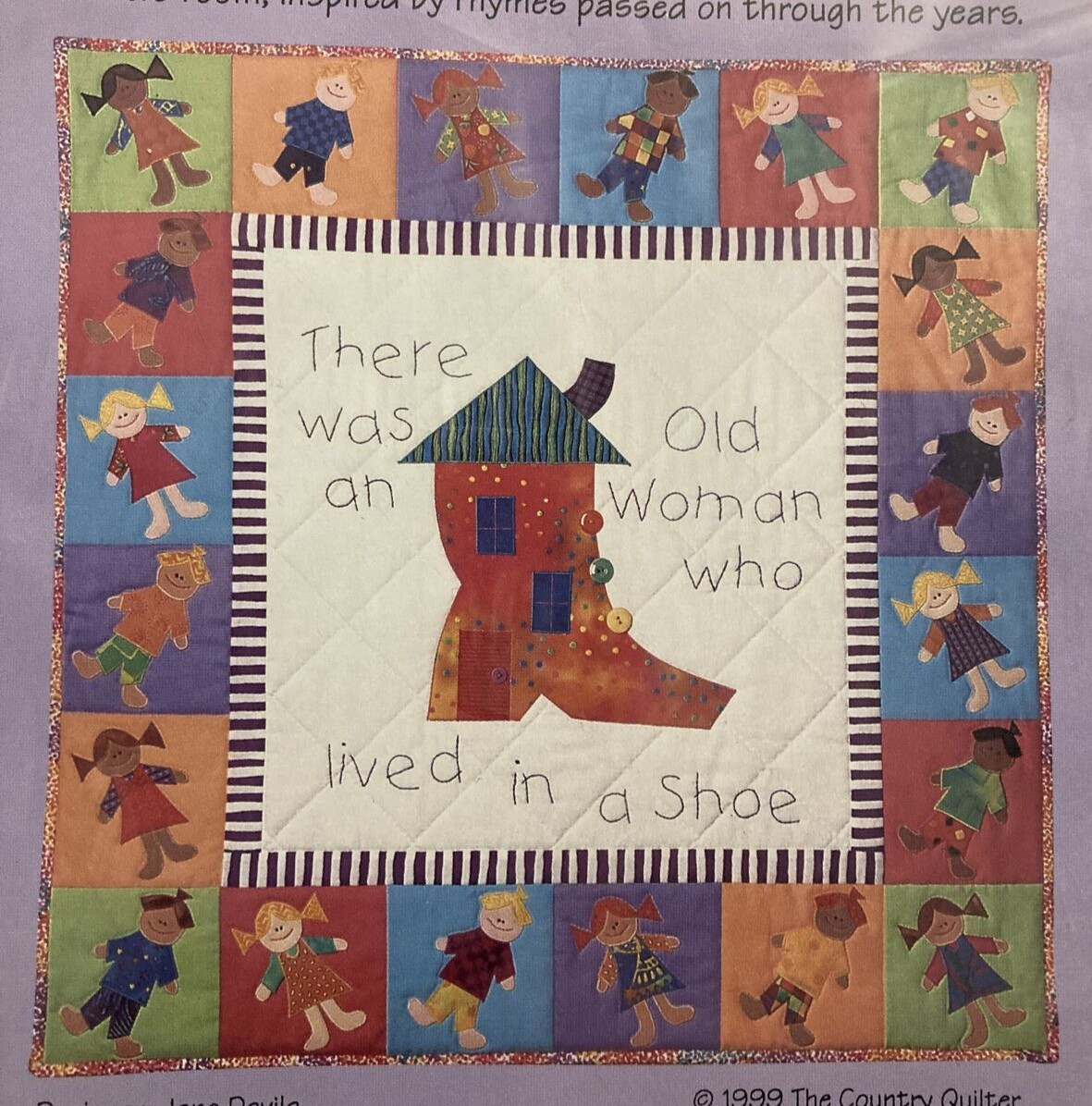 Vtg rare There Was An Old Woman Nursery Rhyme Wall Quilt Pattern Only