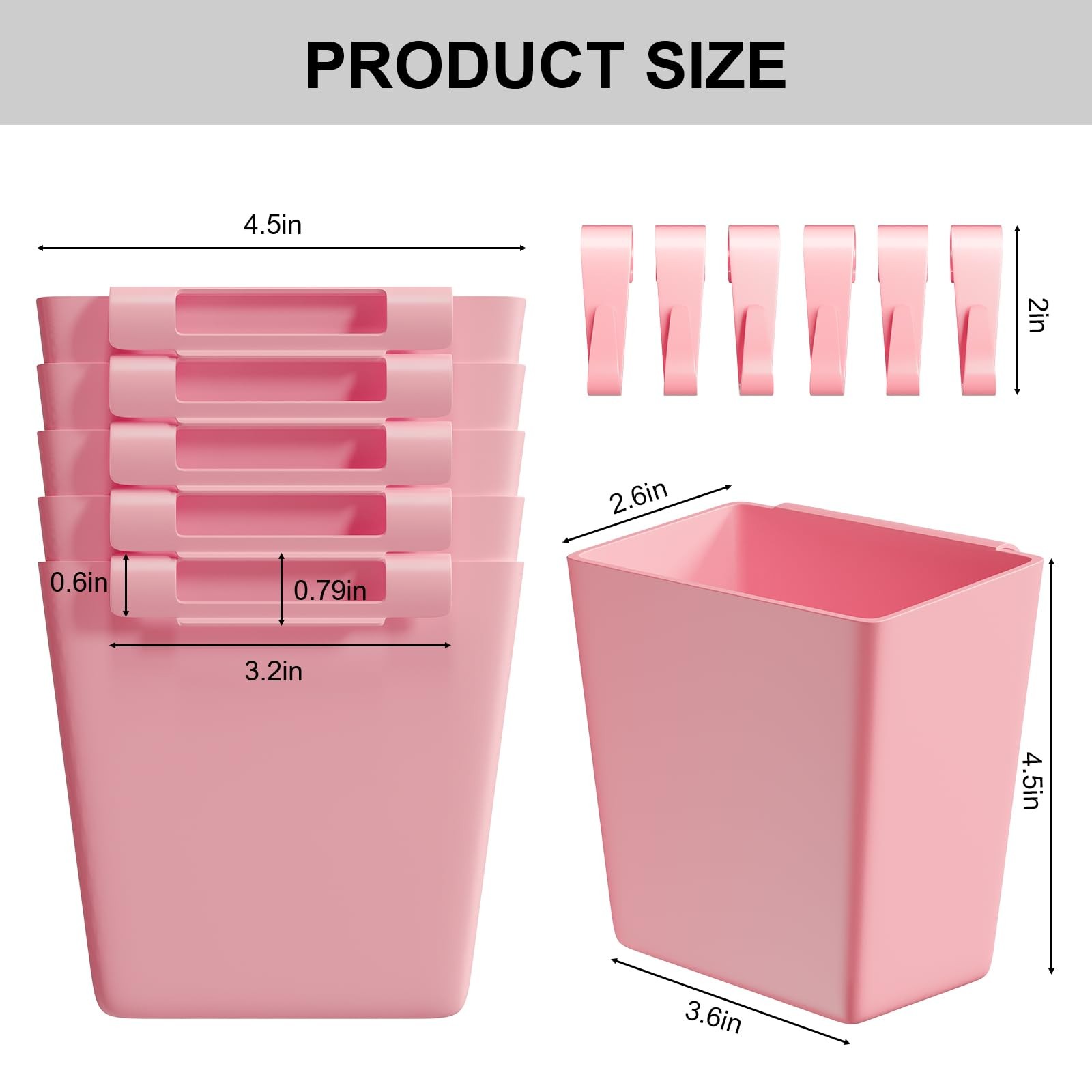 Rolling Cart Accessories, 6 Pack Pink Plastic Hanging Cup Holders, Rolling Ca...