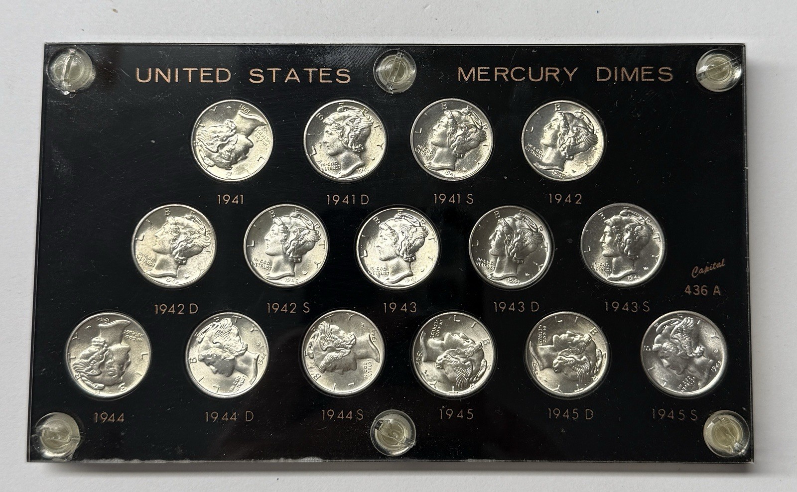 1941-1945-S WARTIME Mercury Dime AU/BU Custom Capital Holder